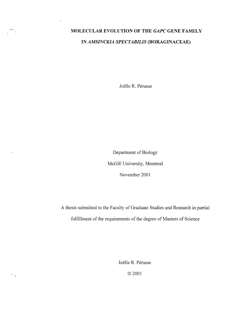 Molecular Evolution of the Gapc Gene Family In