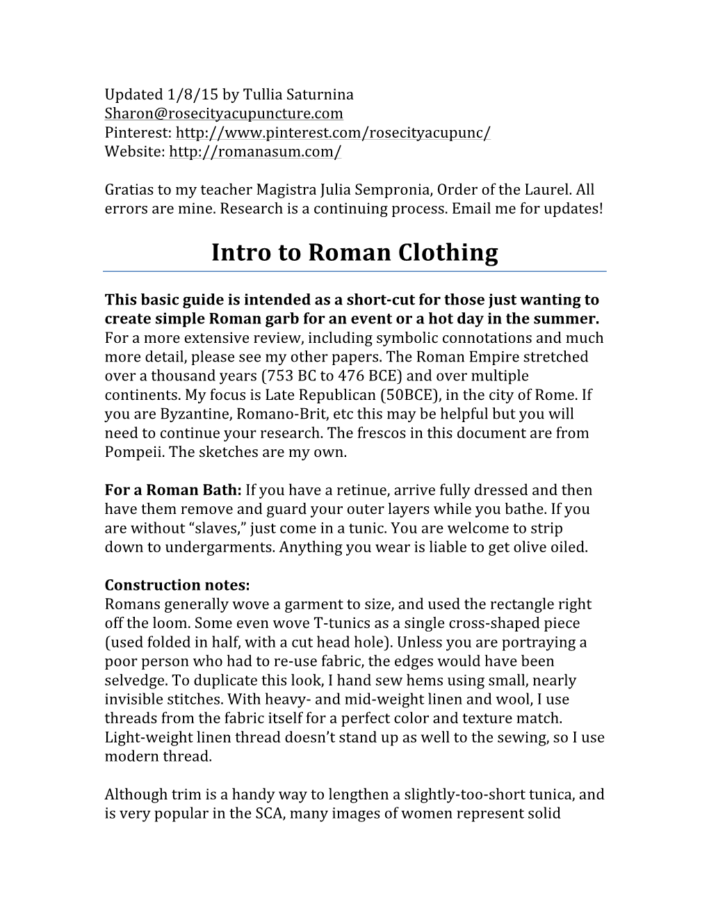 Intro to Roman Clothing