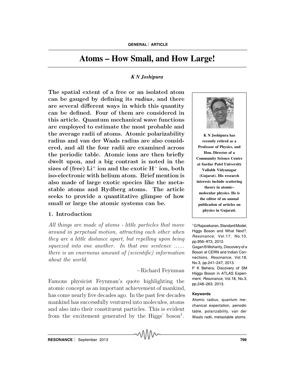 Atoms – How Small, and How Large!