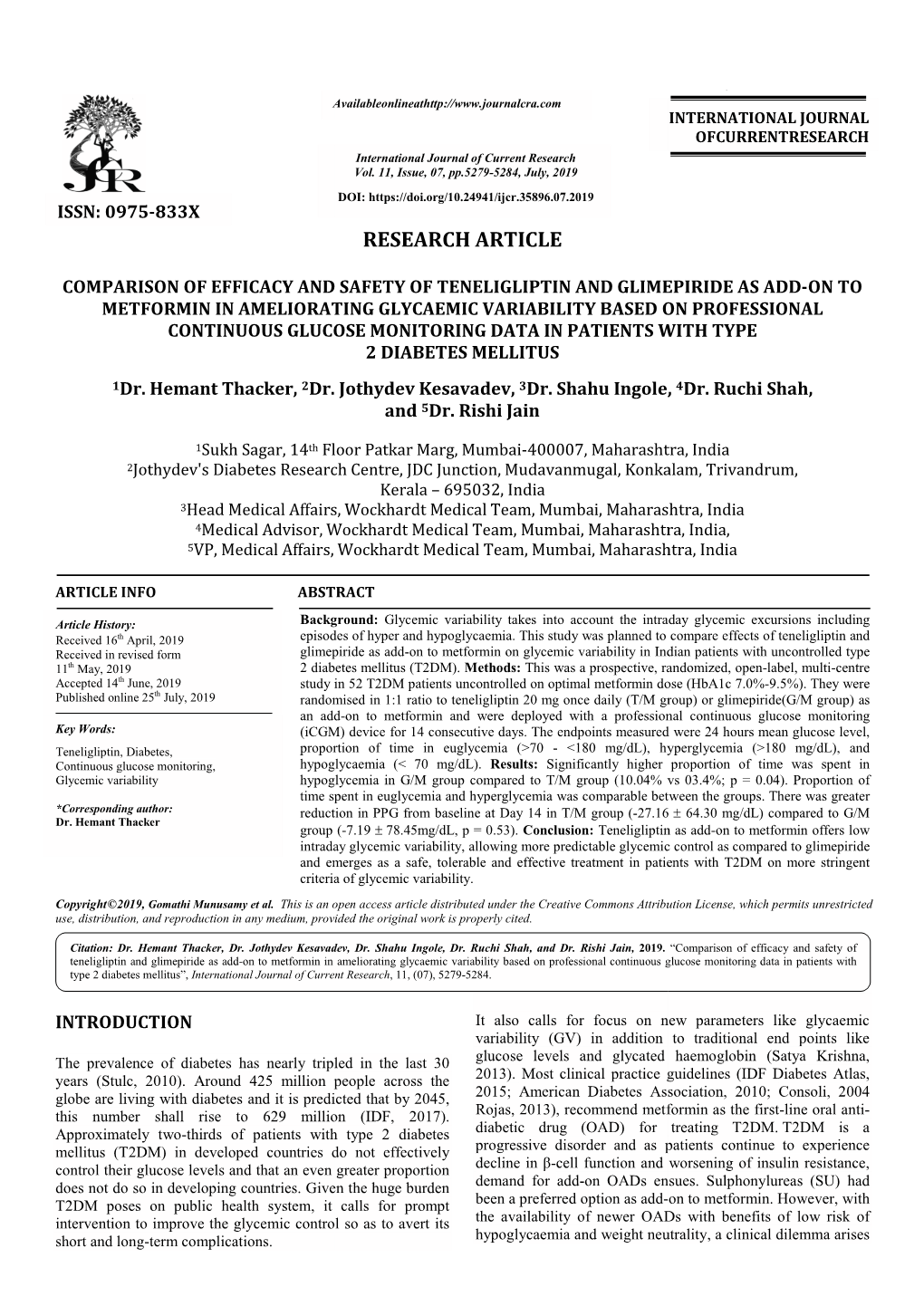 Comparison of Efficacy and Safety of Teneligliptin