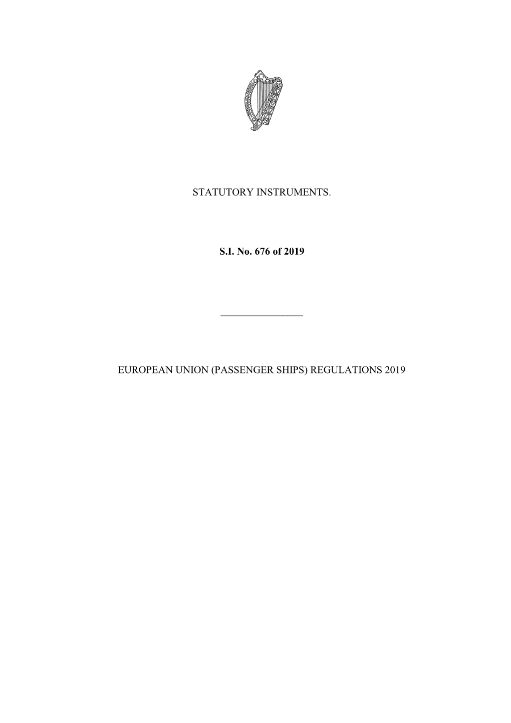 European Union (Passenger Ships) Regulations 2019