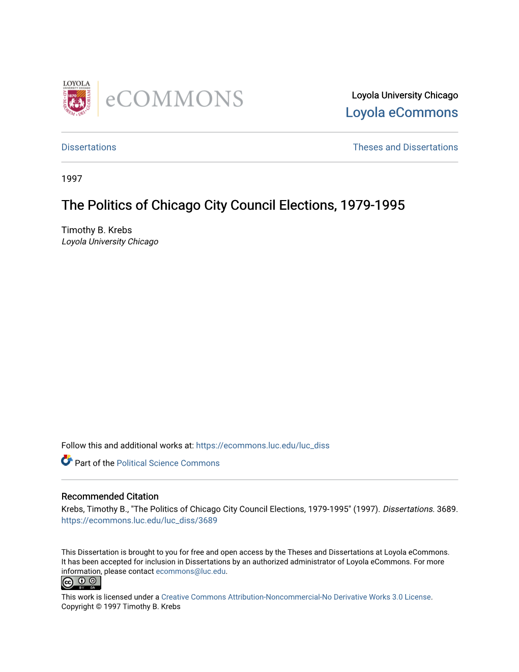 The Politics of Chicago City Council Elections, 1979-1995