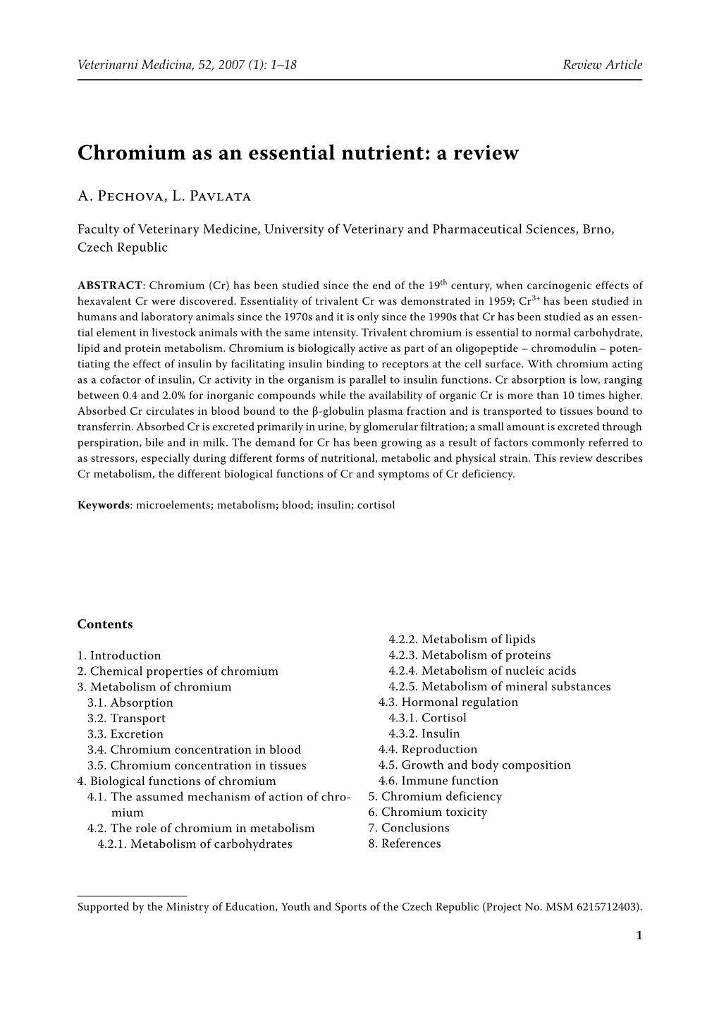 Chromium As an Essential Nutrient: a Review