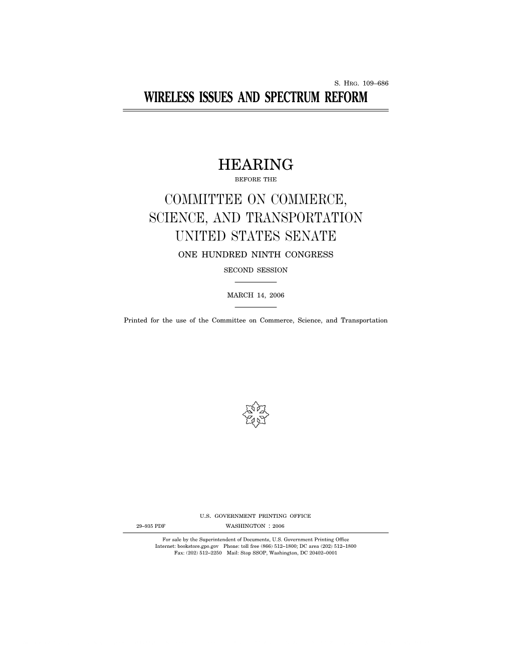 Wireless Issues and Spectrum Reform Hearing Committee