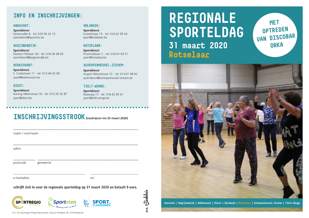 Regionale Sporteldag Op 31 Maart 2020 En Betaalt 9 Euro