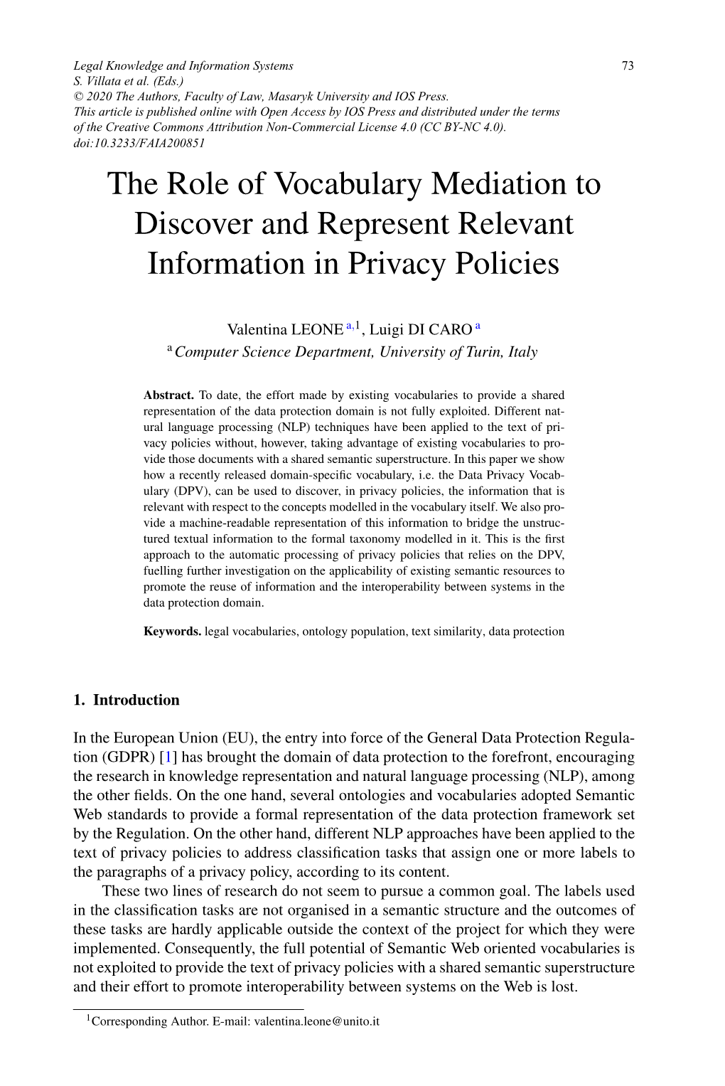 The Role of Vocabulary Mediation to Discover and Represent Relevant Information in Privacy Policies