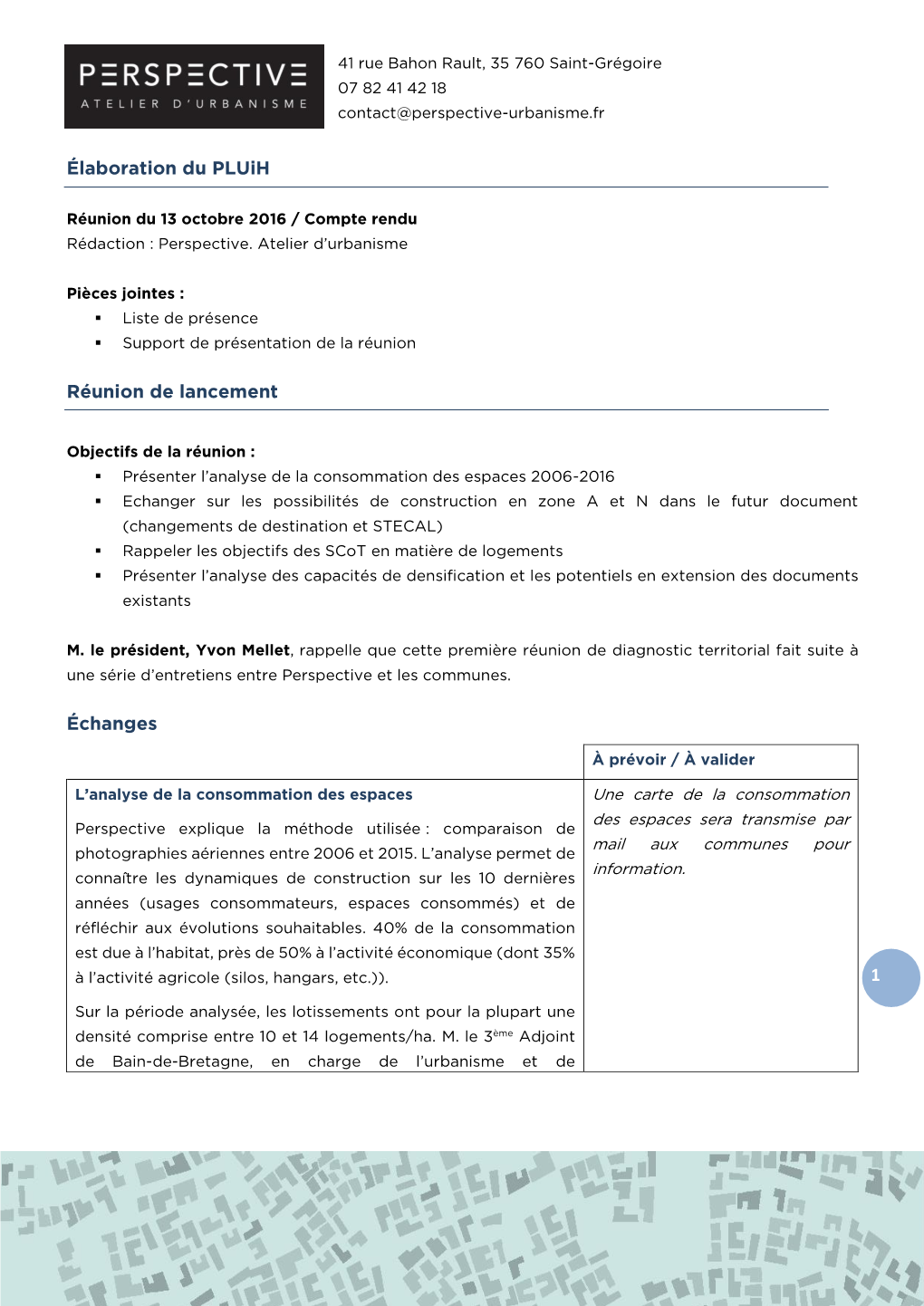 1 Élaboration Du Pluih Réunion De Lancement Échanges