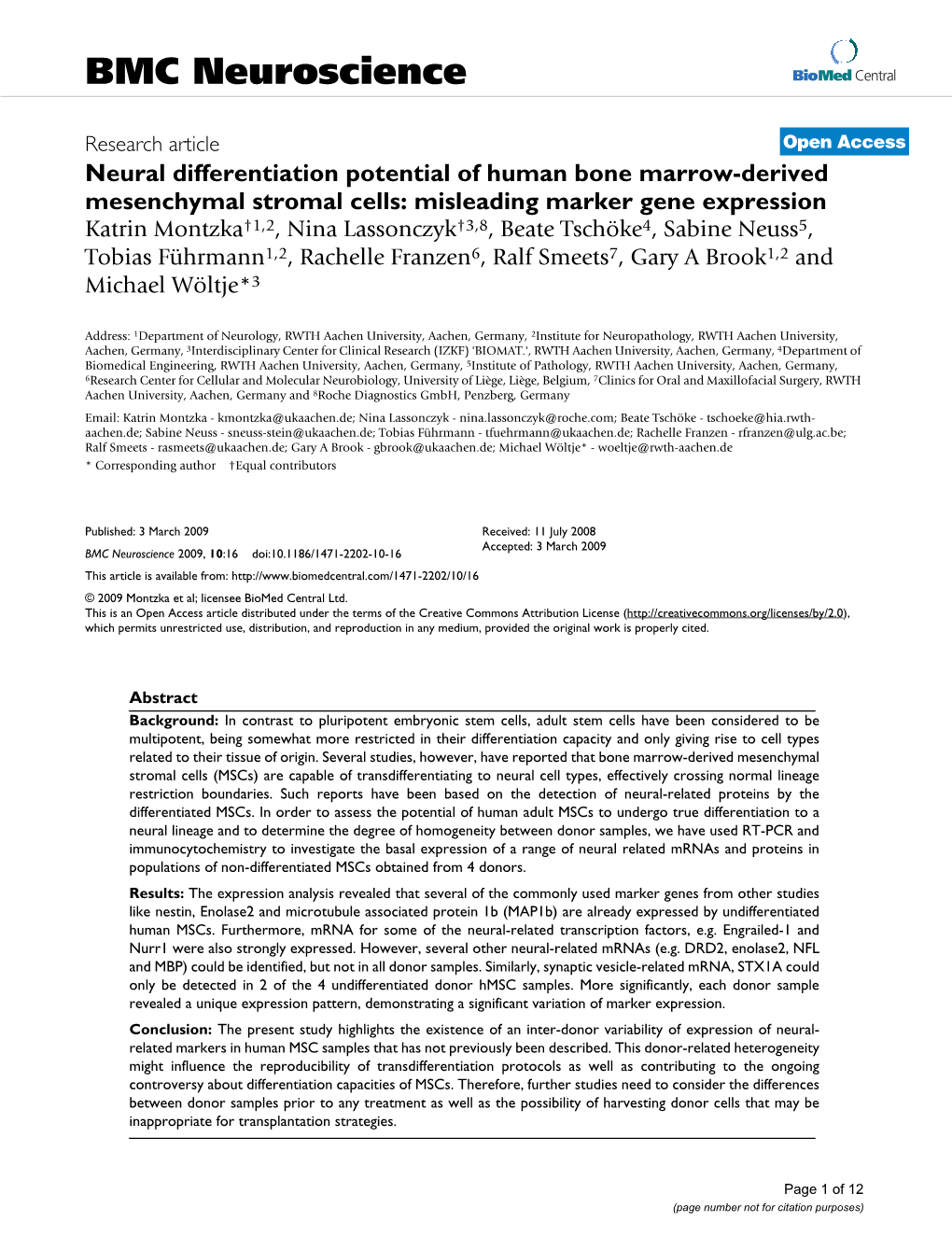 Neural Differentiation Potential of Human Bone Marrow-Derived