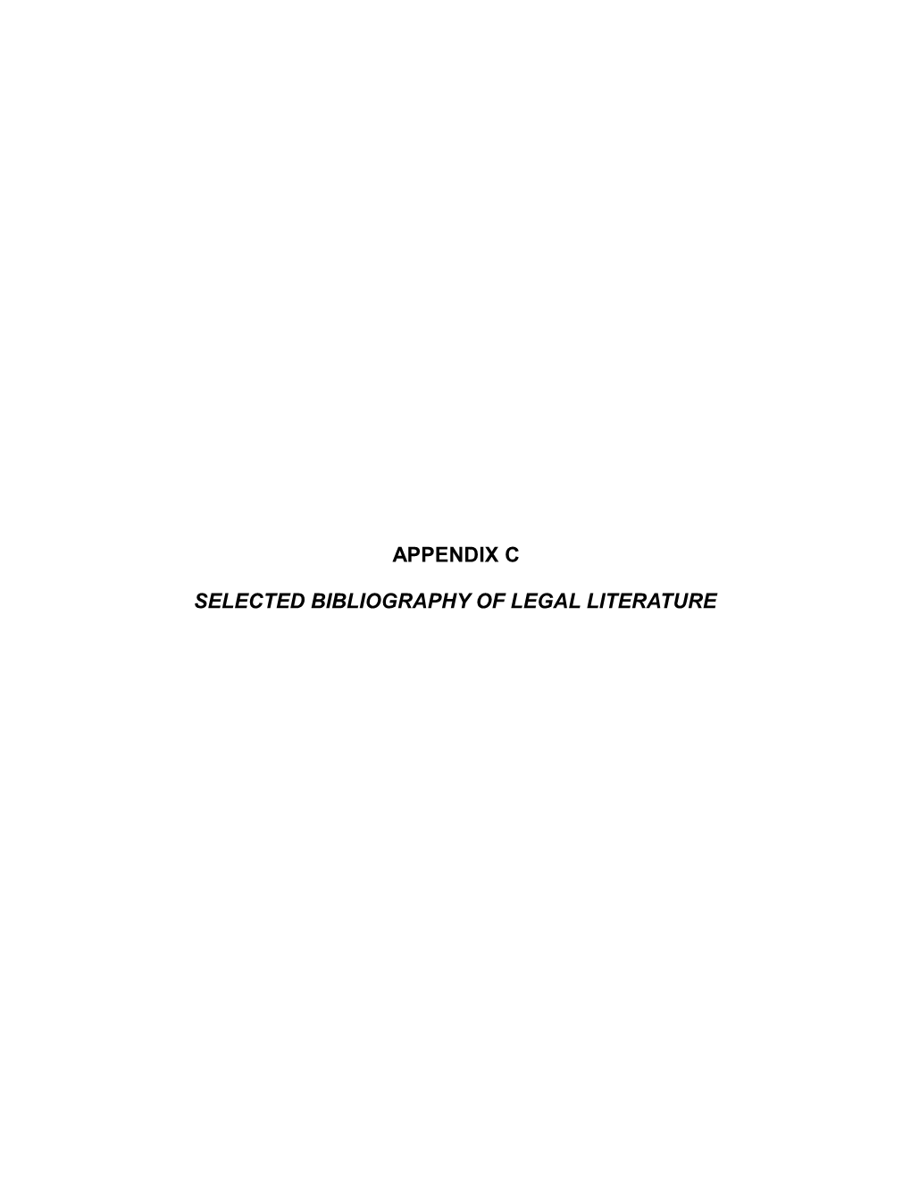 Selected Bibliography of Legal Literature