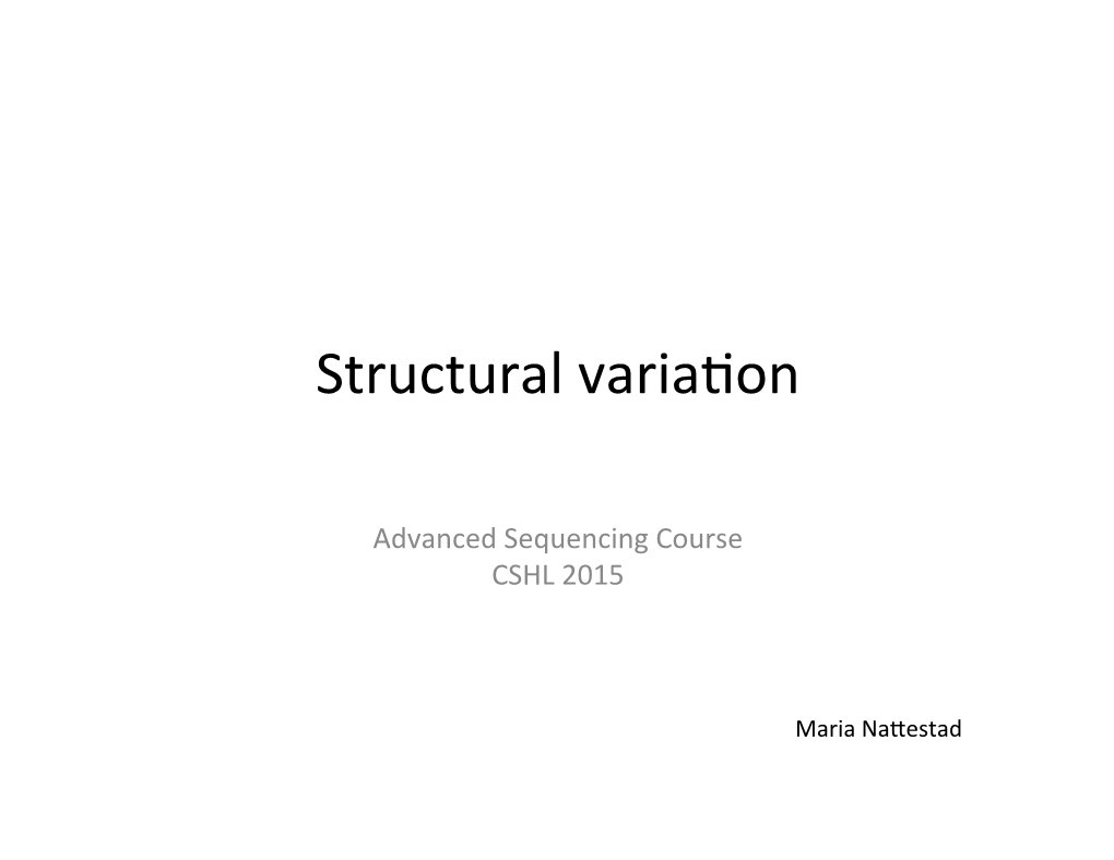 Structural Variation for Sequencing Course.Pptx