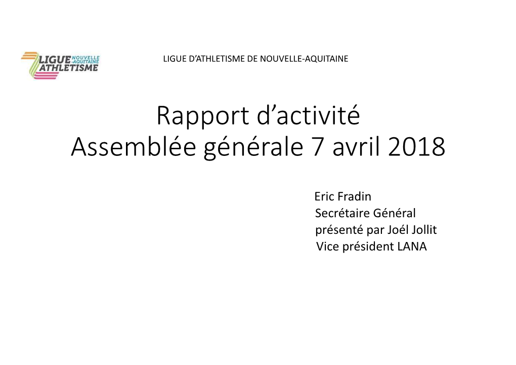 Rapport D'activité 2017 AG 2018