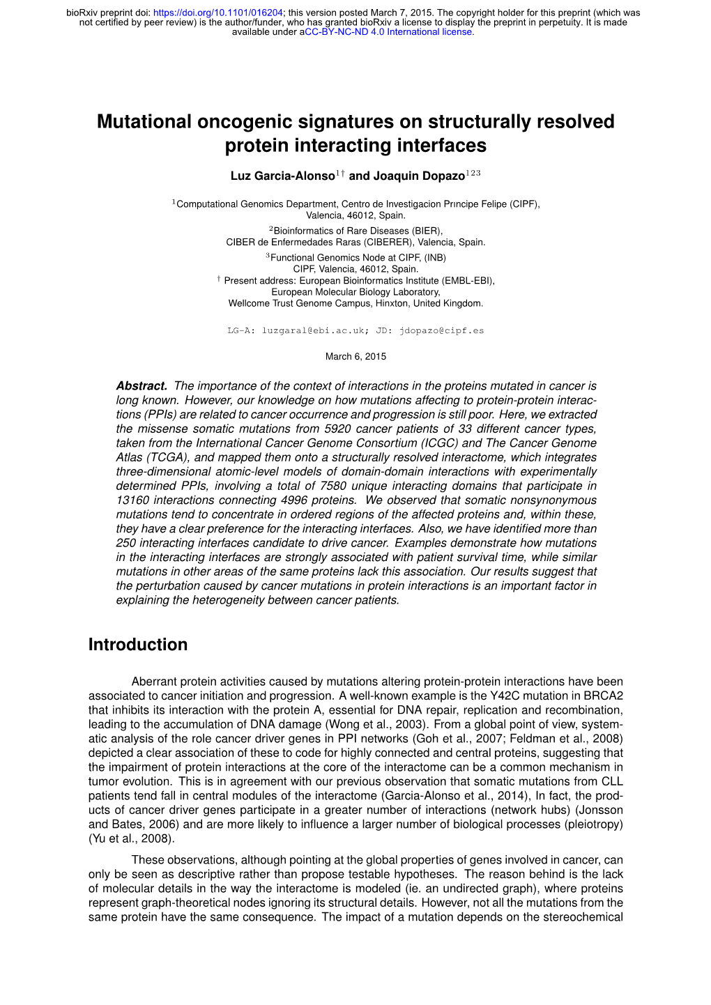 Mutational Oncogenic Signatures on Structurally Resolved Protein Interacting Interfaces