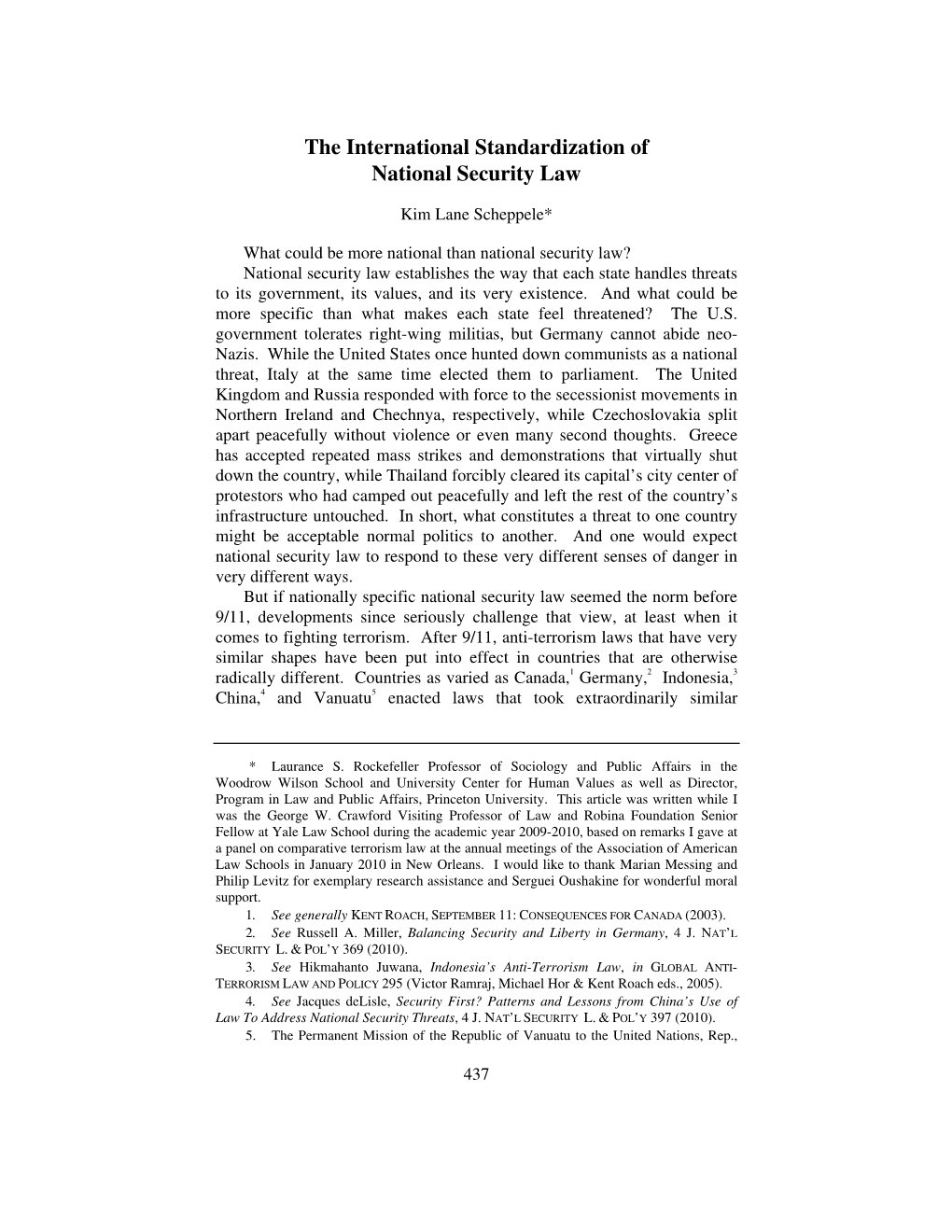 The International Standardization of National Security Law