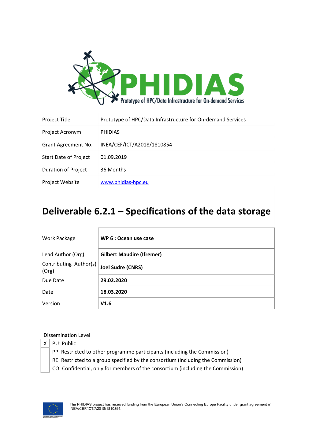 Specifications of the Data Storage