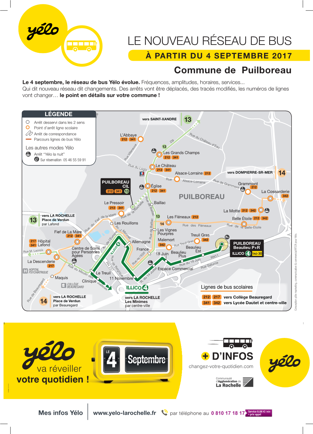 LE NOUVEAU RÉSEAU DE BUS À PARTIR DU 4 SEPTEMBRE 2017 Commune De Puilboreau Le 4 Septembre, Le Réseau De Bus Yélo Évolue