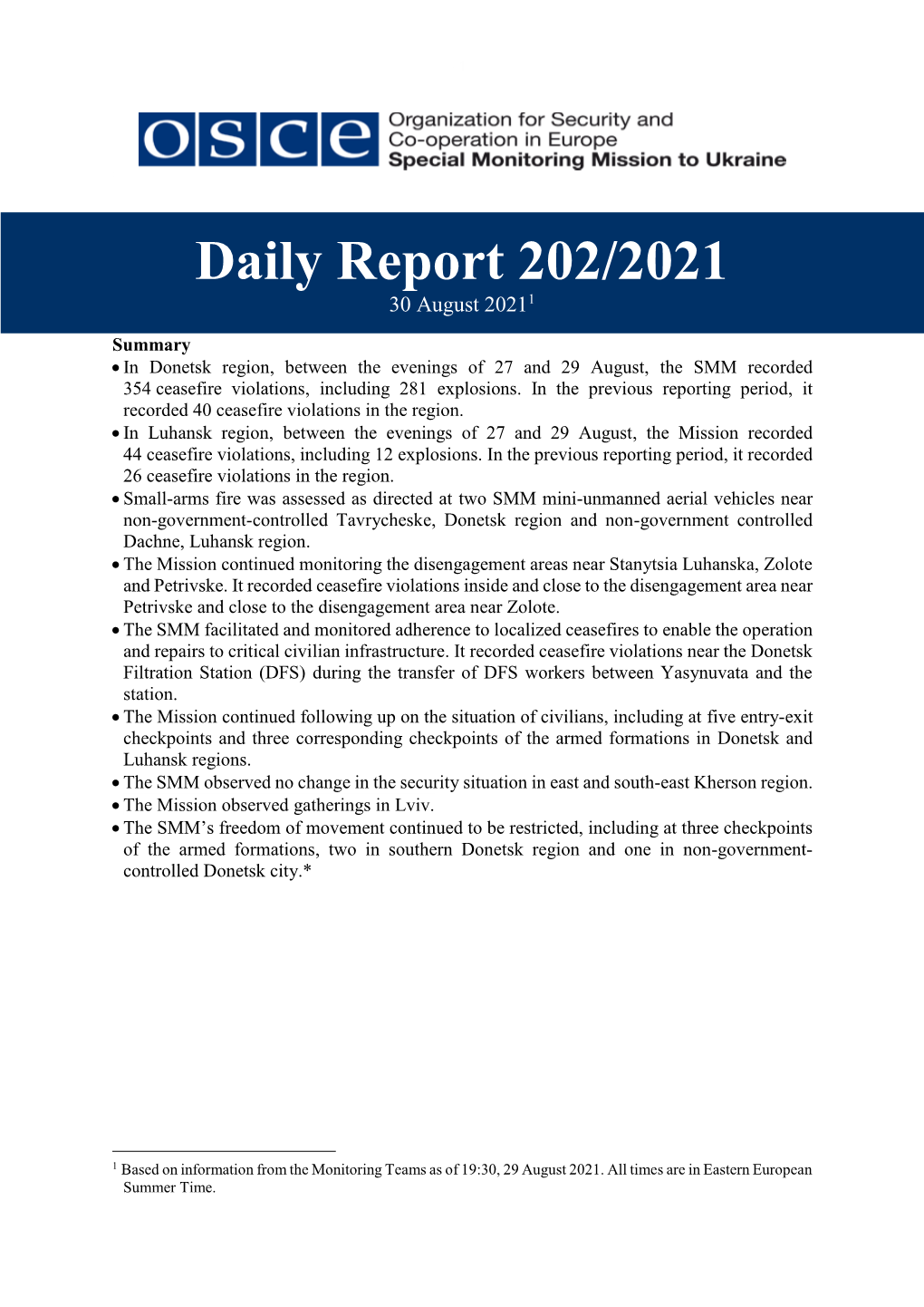 Daily Report 202/2021 30 August 20211