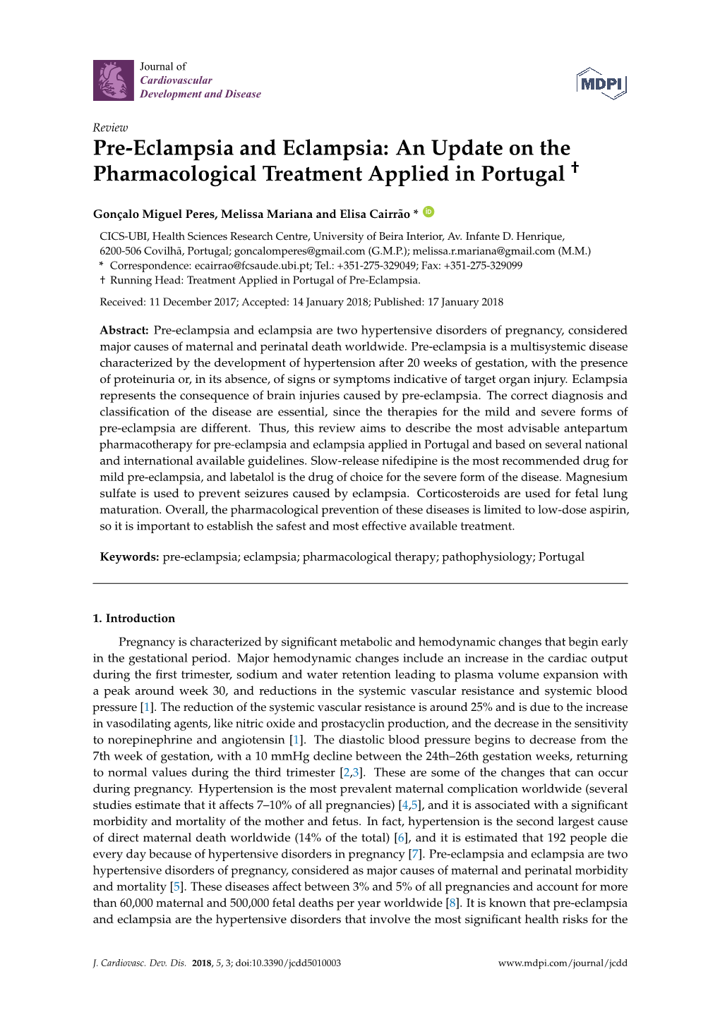 Pre-Eclampsia and Eclampsia: an Update on the Pharmacological Treatment Applied in Portugal †