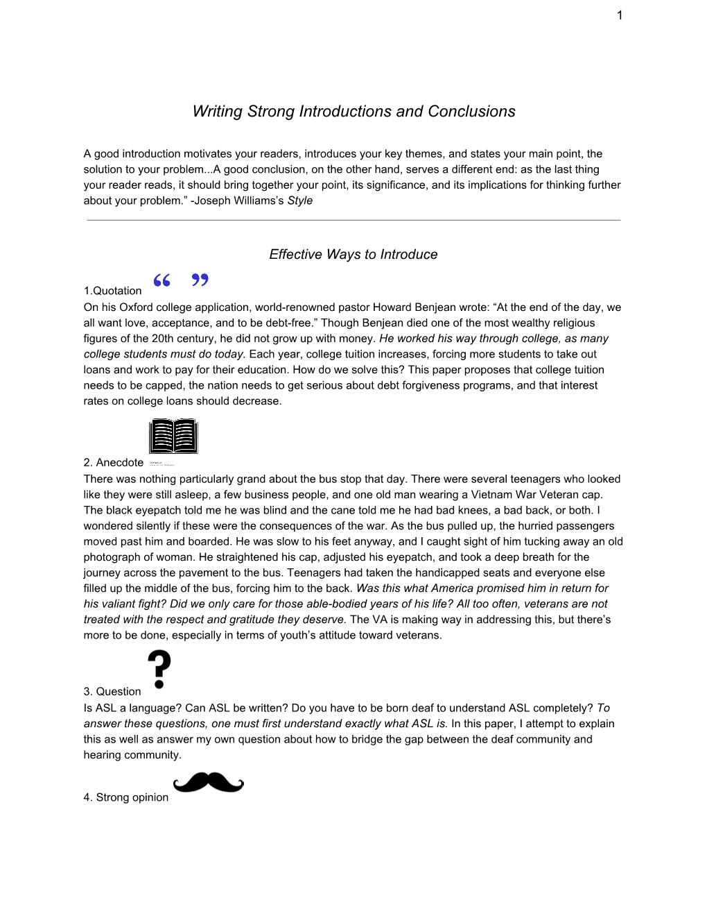 Writing Strong Introductions and Conclusions