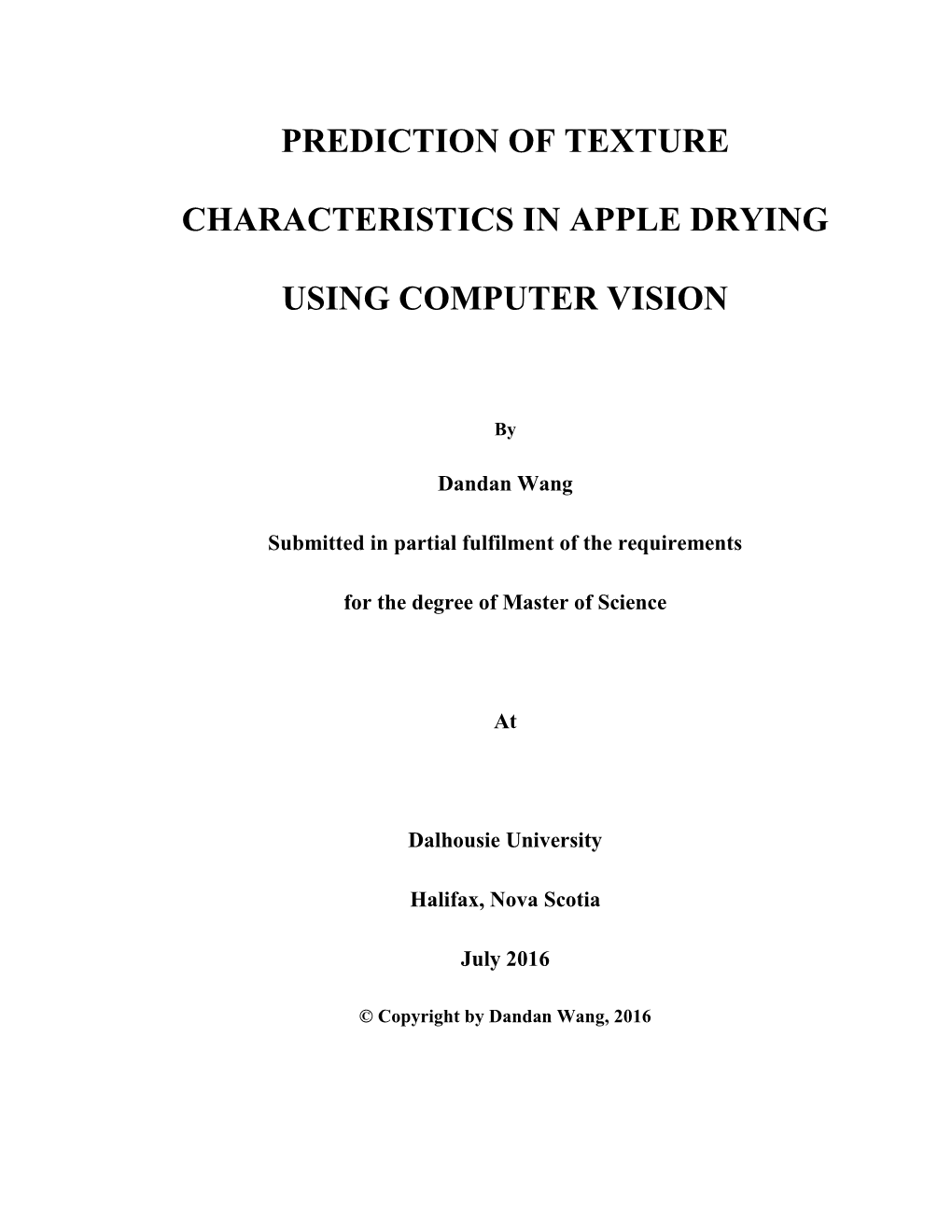 Prediction of Texture Characteristics in Apple