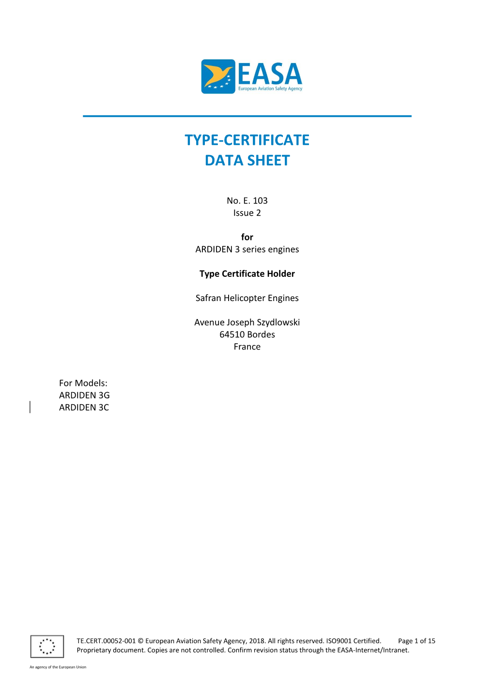 Type-Certificate Data Sheet