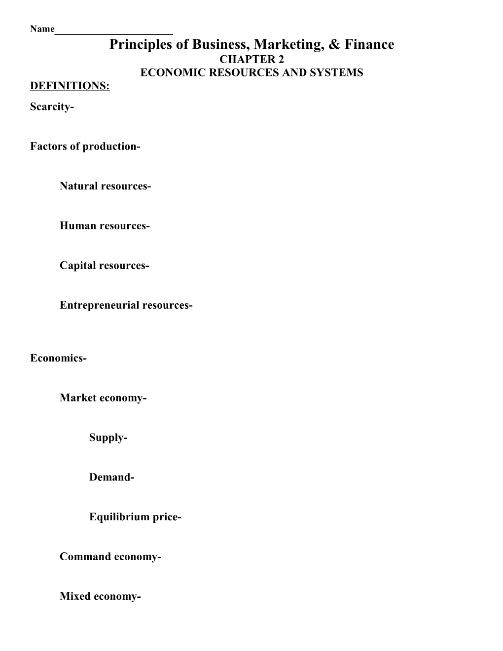 Introduction to Business s1