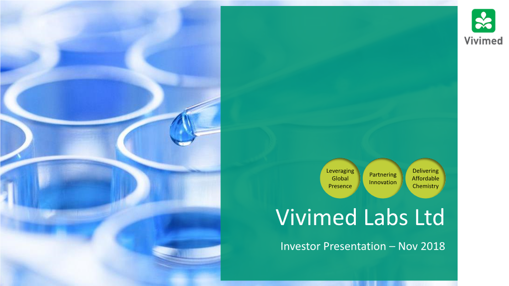 Vivimed Labs Ltd Investor Presentation – Nov 2018 Disclaimer