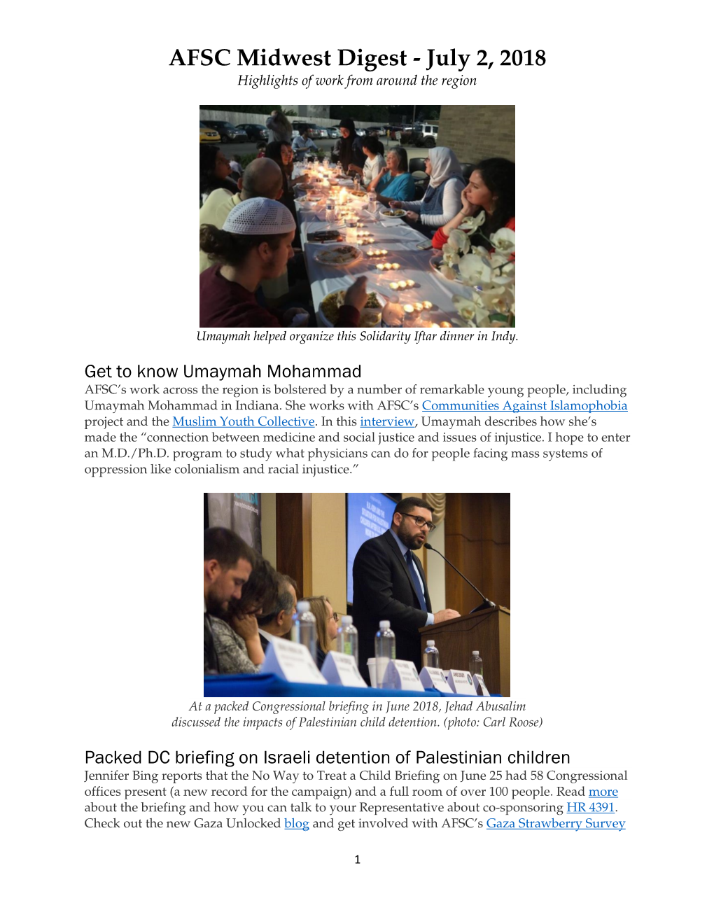 AFSC Midwest Digest - July 2, 2018 Highlights of Work from Around the Region
