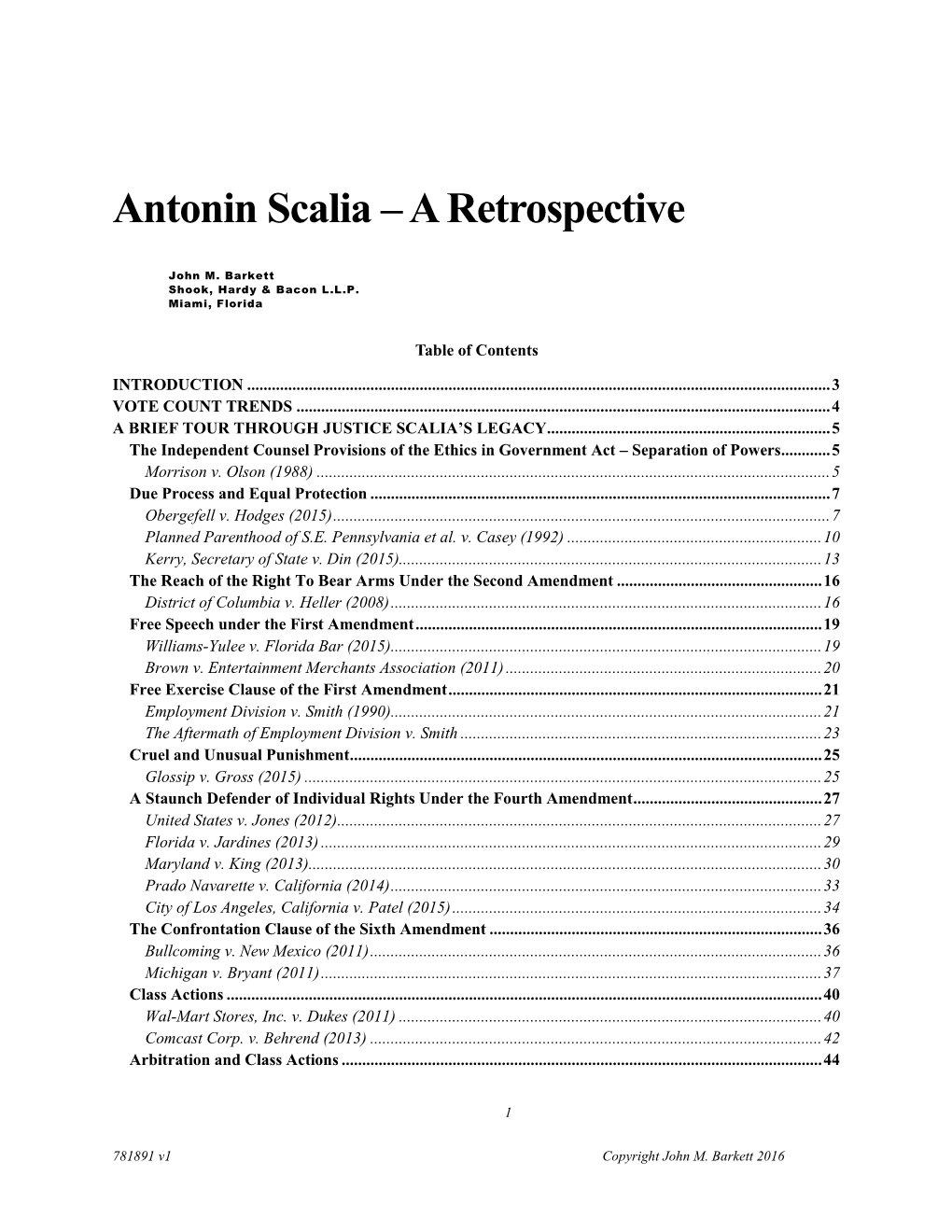 Antonin Scalia – a Retrospective