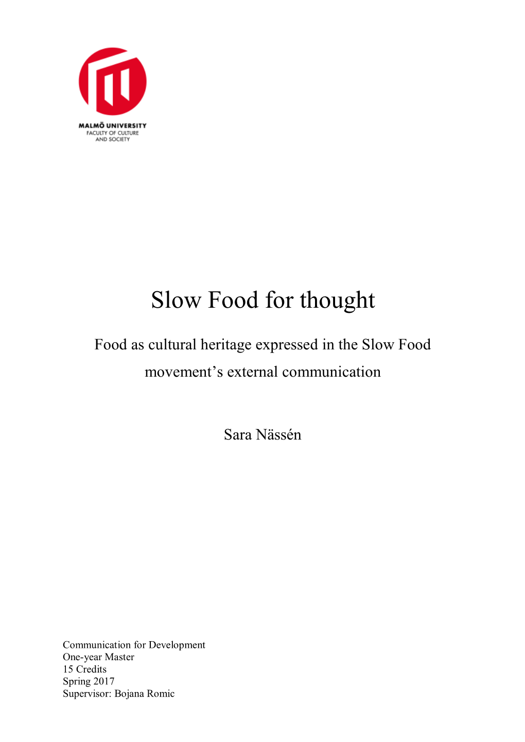 Slow Food for Thought