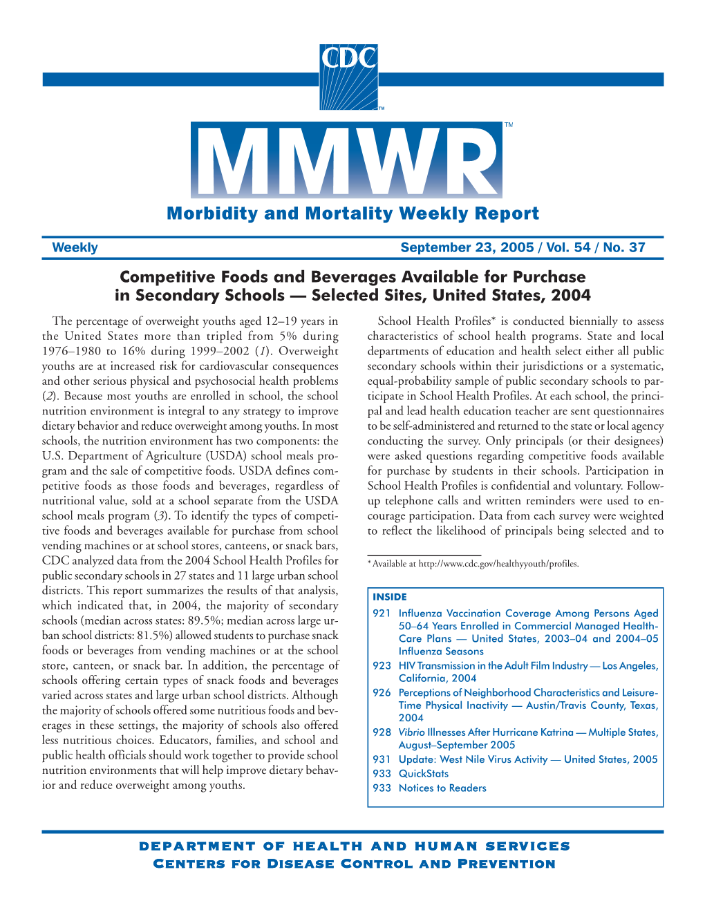 Morbidity and Mortality Weekly Report