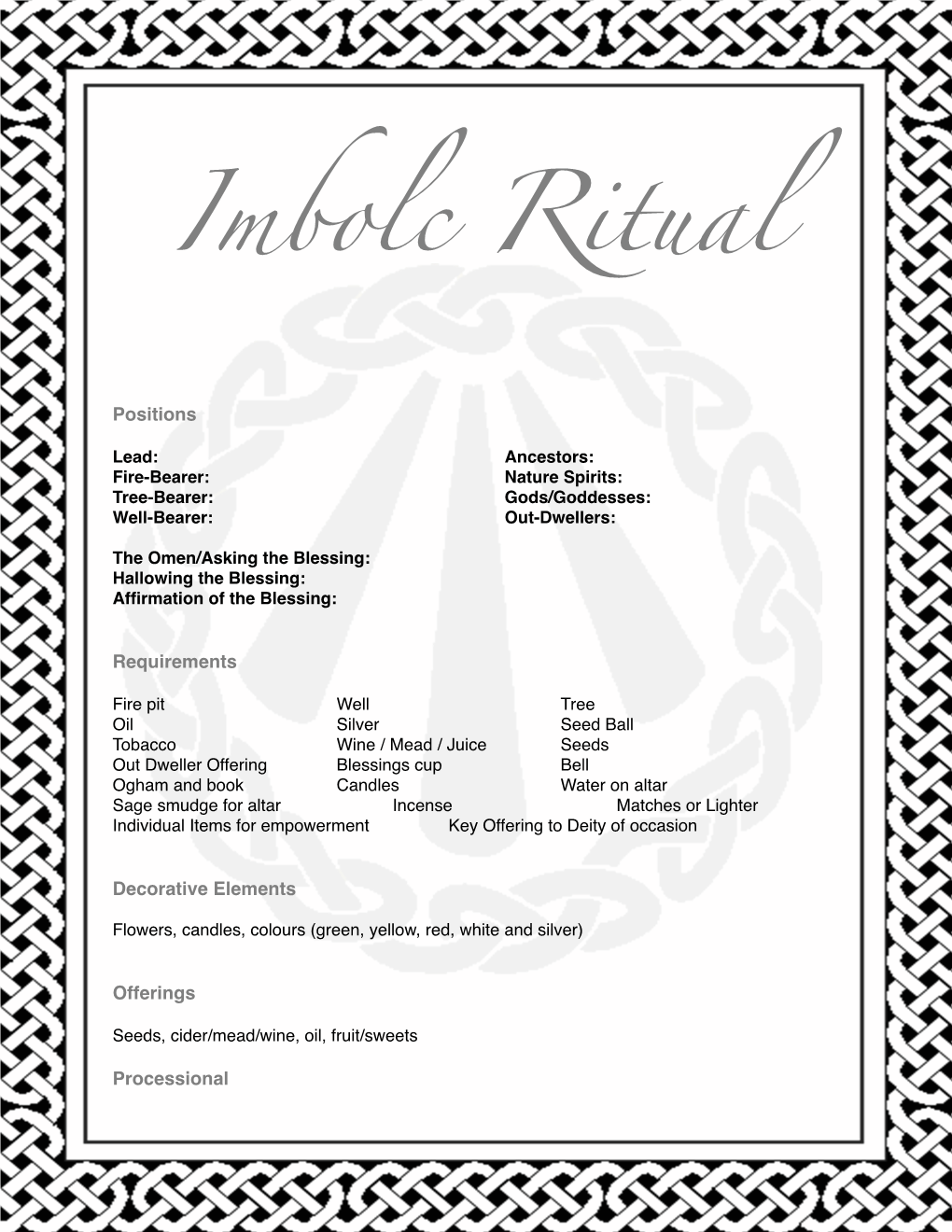 Imbolc Ritual