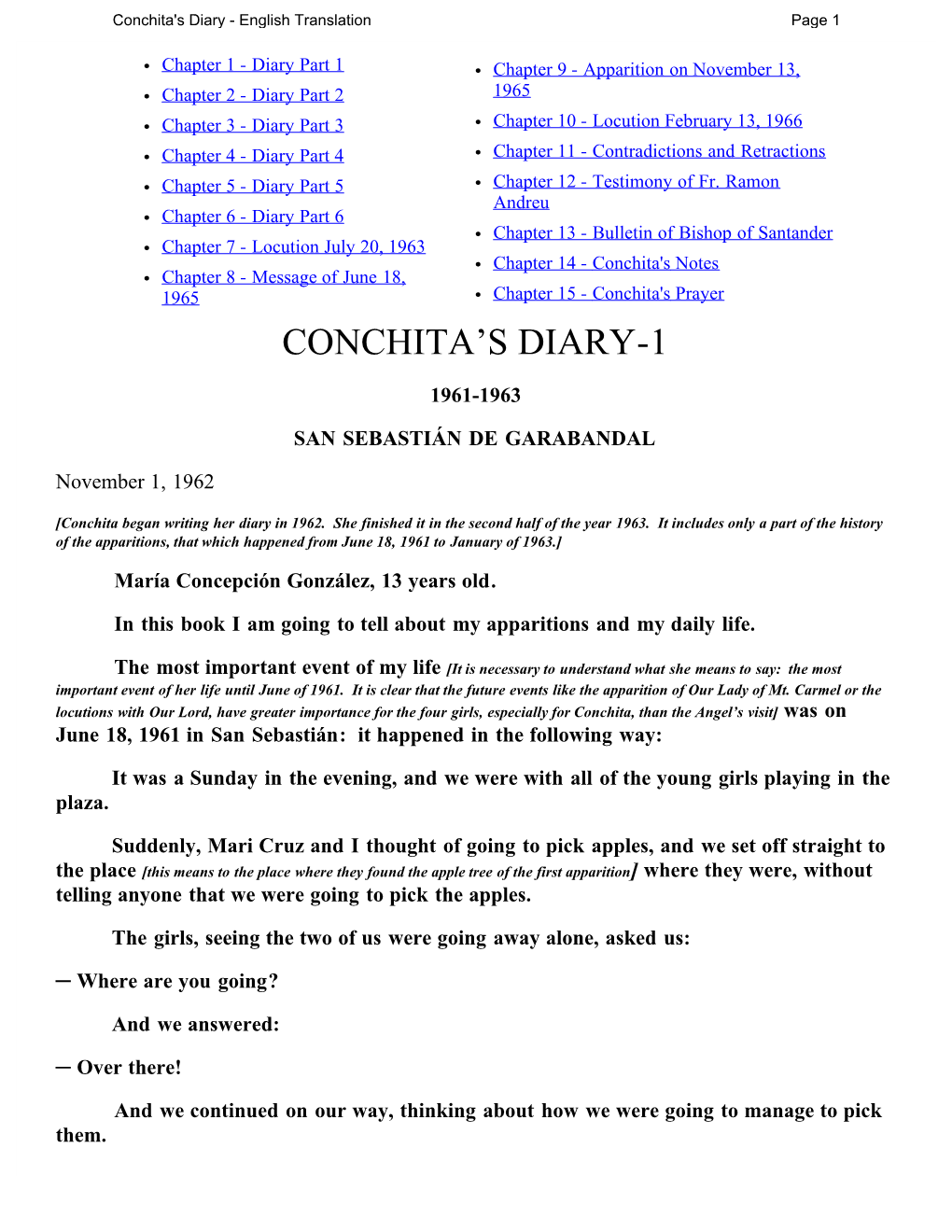 Conchita's Diary - English Translation Page 1