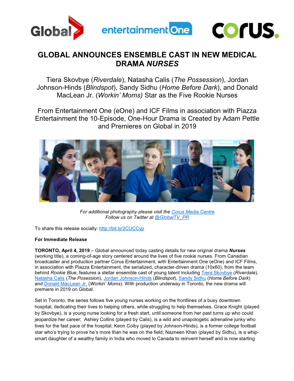 Global Announces Ensemble Cast in New Medical Drama Nurses