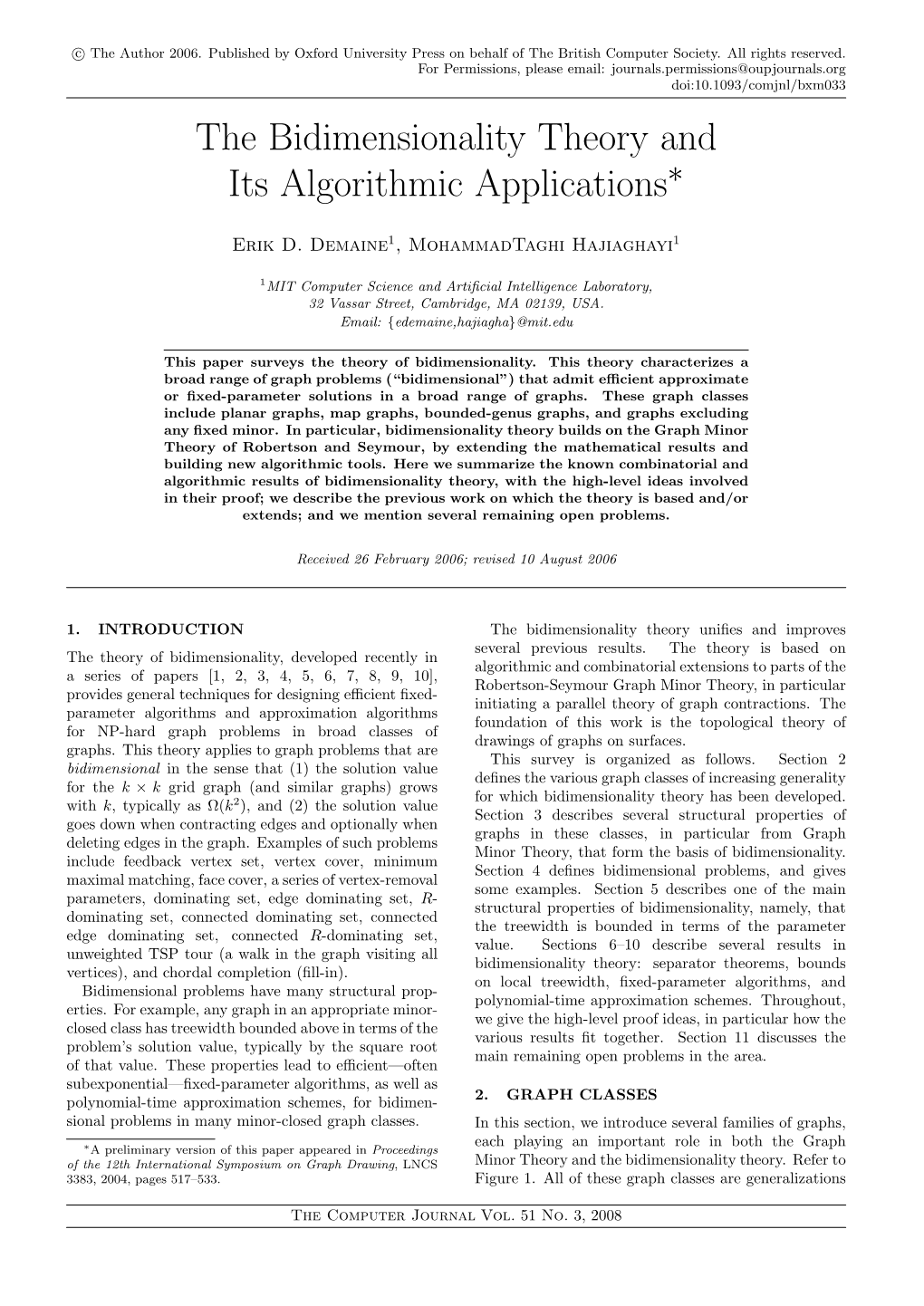 The Bidimensionality Theory and Its Algorithmic Applications∗