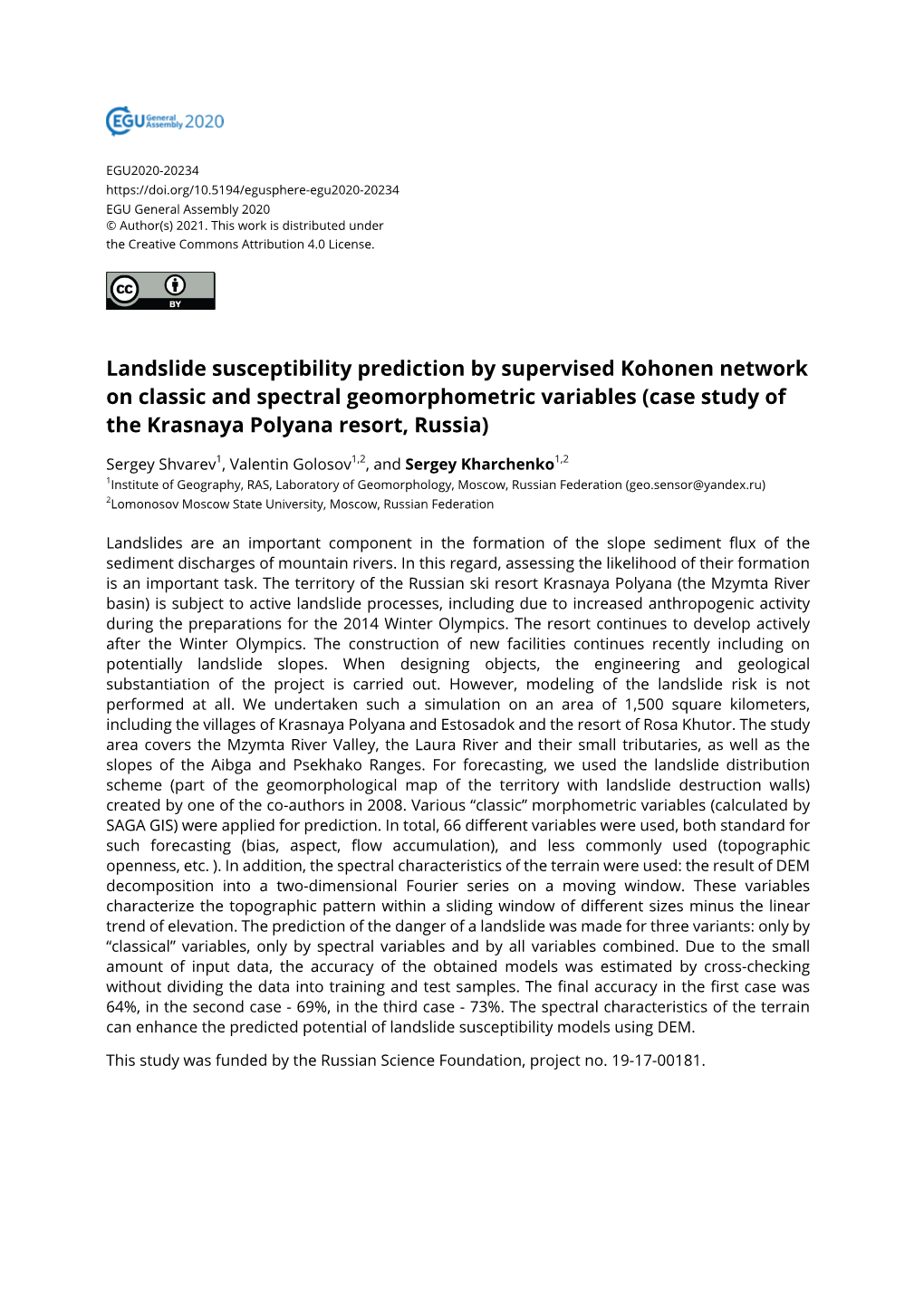 Landslide Susceptibility Prediction by Supervised