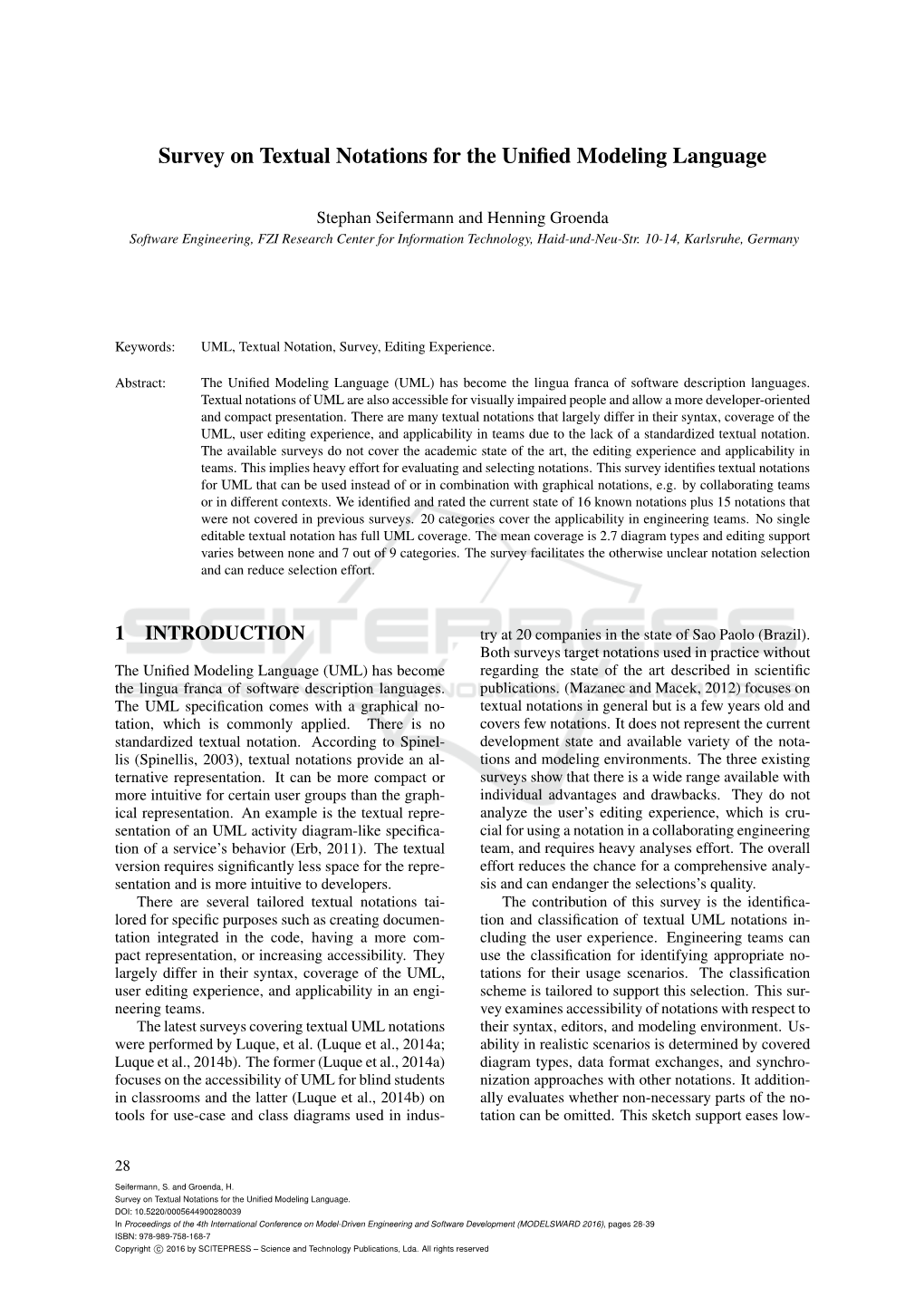 Survey on Textual Notations for the Unified Modeling Language