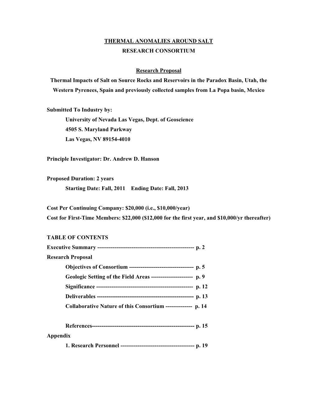 Thermal Anomalies Around Salt Research Consortium