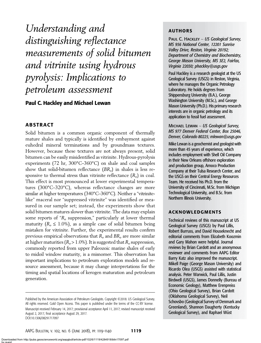 Pdf/102/6/1119/4284918/Bltn17097.Pdf by Guest on 28 September 2021 (Trican) Contributed Many of the Samples INTRODUCTION Used in This Study (Table 1)