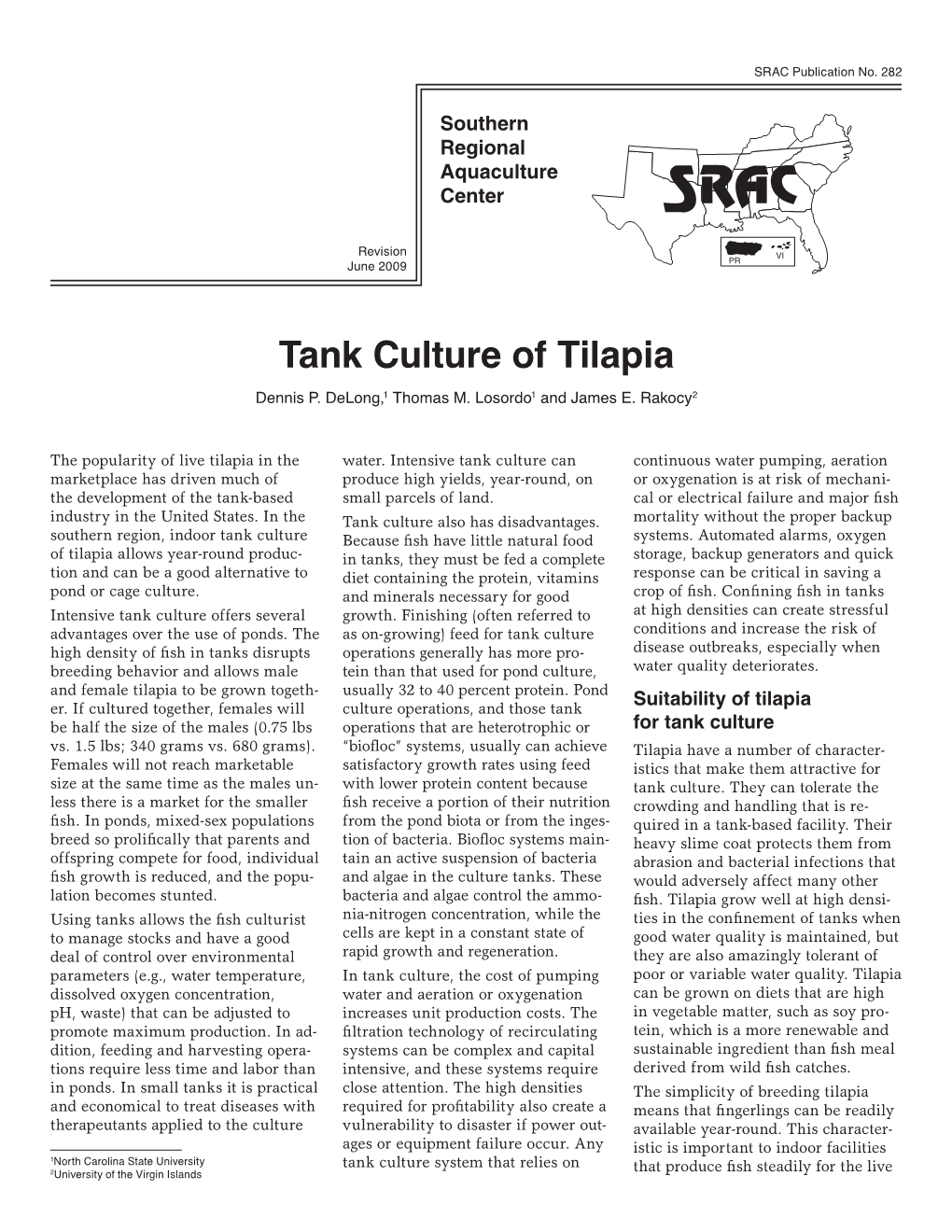 Tank Culture of Tilapia Dennis P