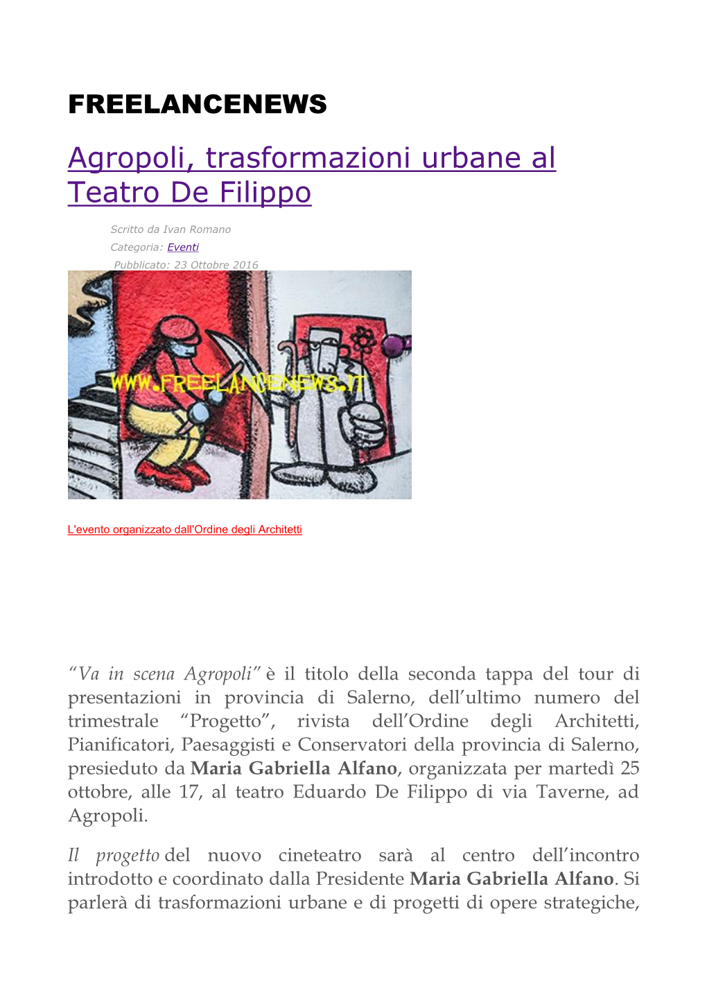 Agropoli, Trasformazioni Urbane Al Teatro De Filippo