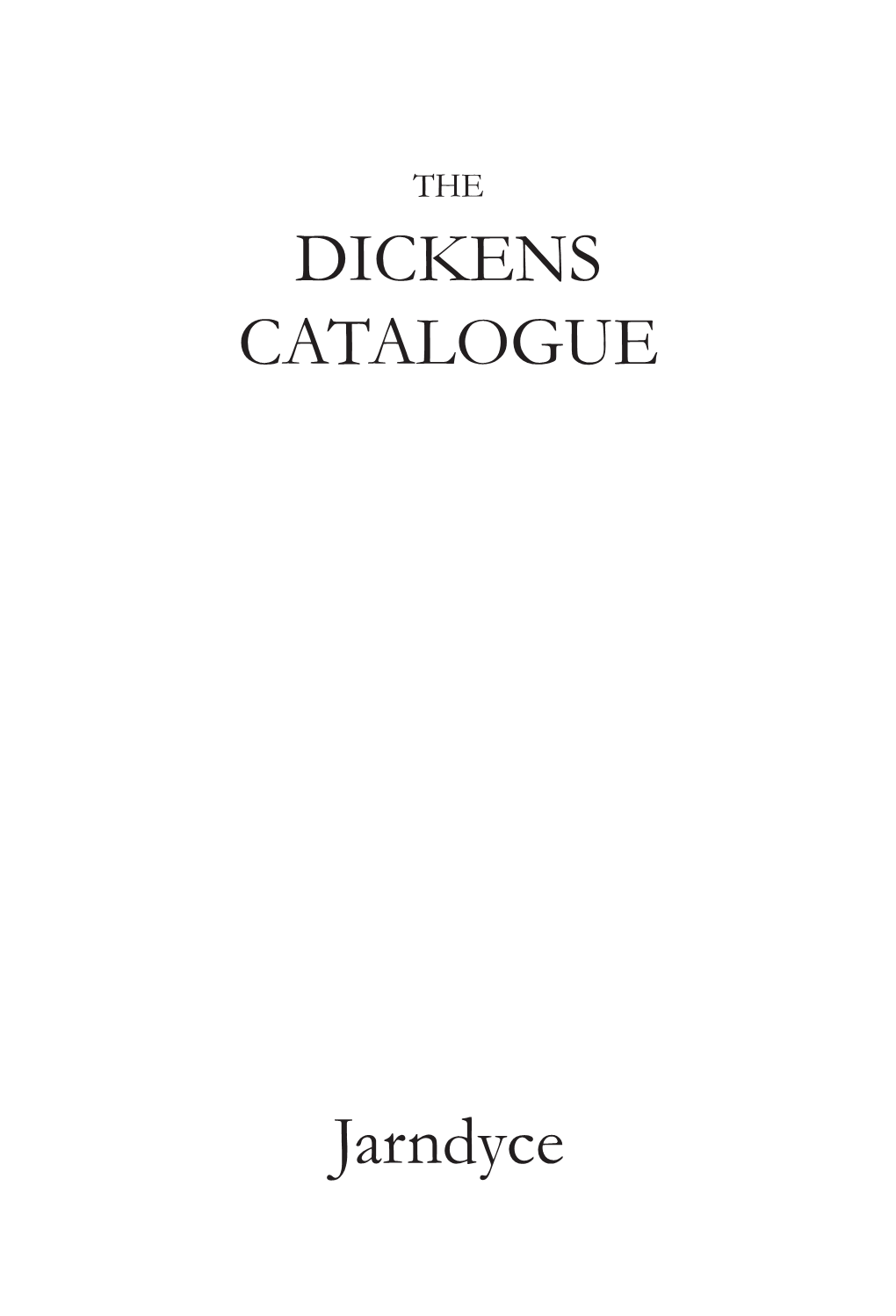 DICKENS CATALOGUE Jarndyce