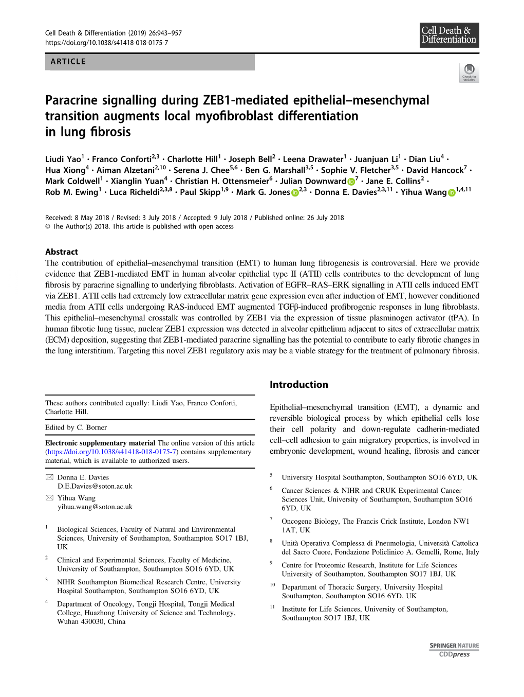 Paracrine Signalling During ZEB1-Mediated Epithelialâ