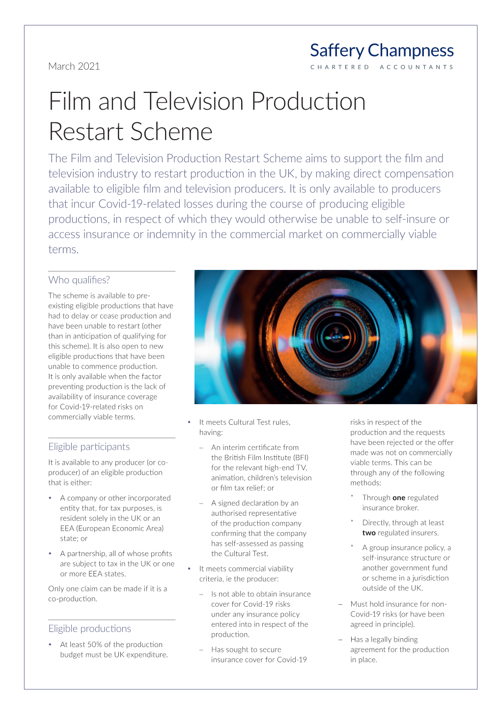 Film and Television Production Restart Scheme