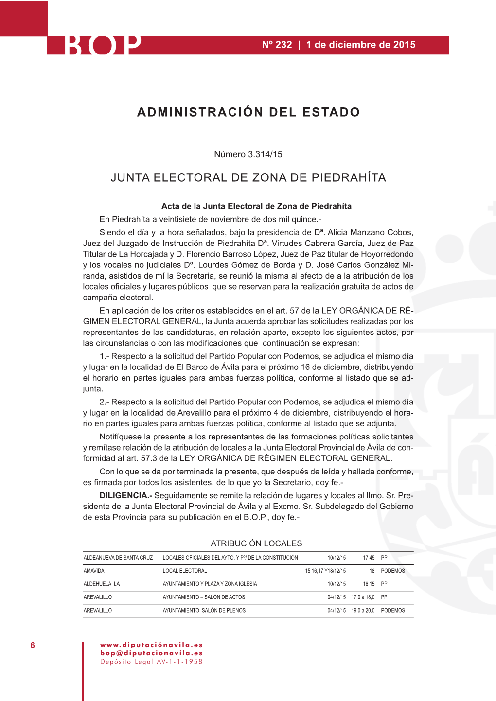 Junta Electoral De Zona De Piedrahita