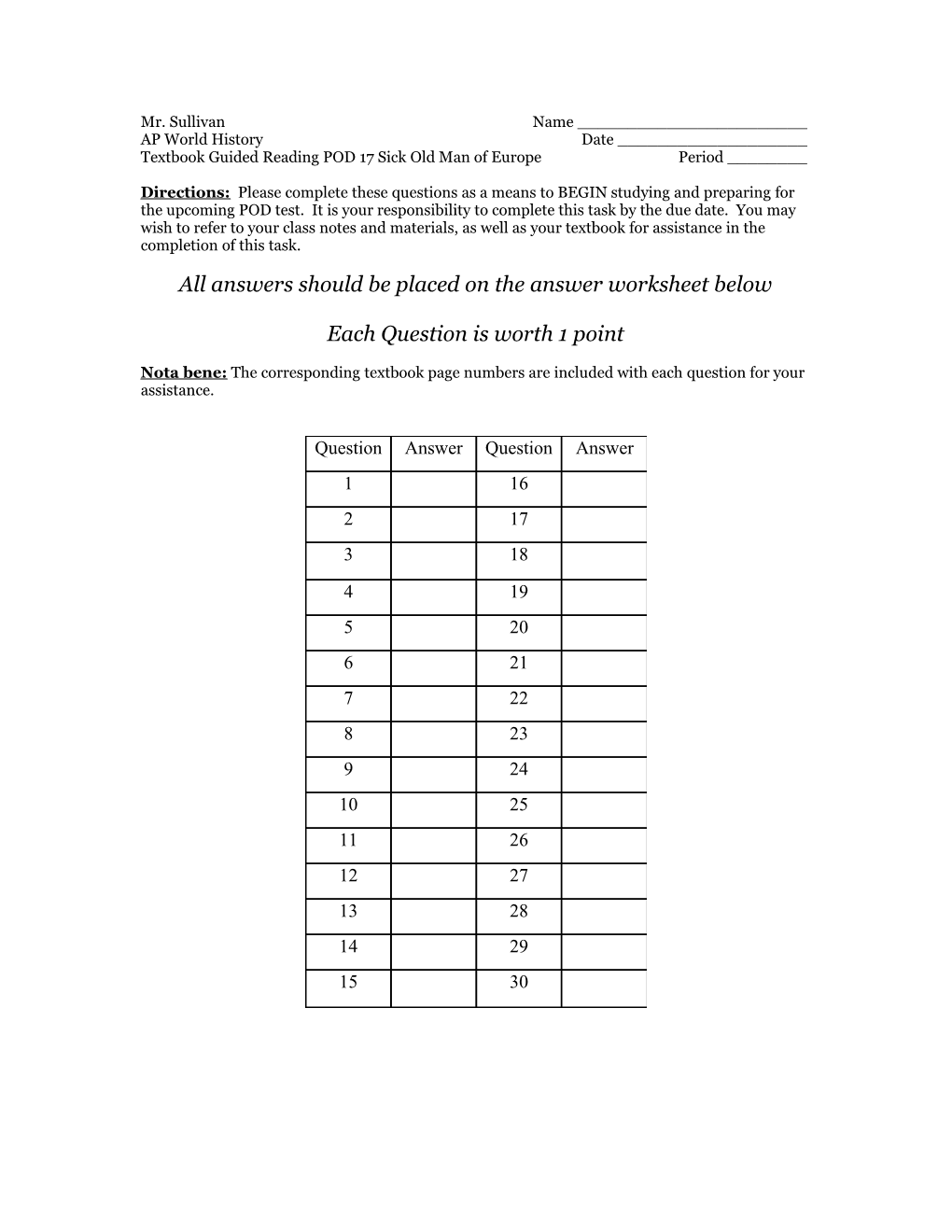 Textbook Guided Reading Students Will Answer a Series of Multiple Choice Questions Based s2