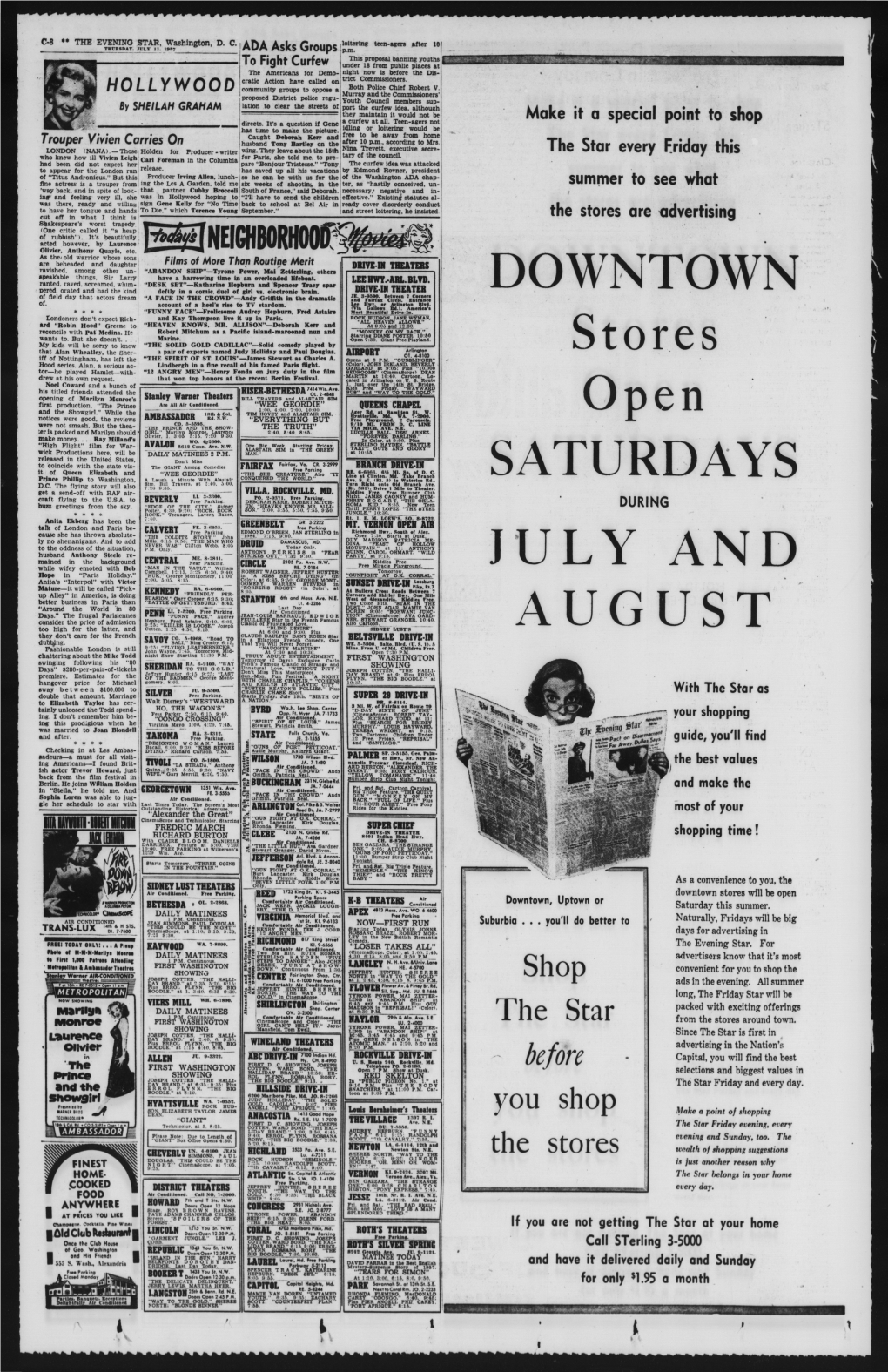 DOWNTOWN Stores SATURDAYS JULY and AUGUST