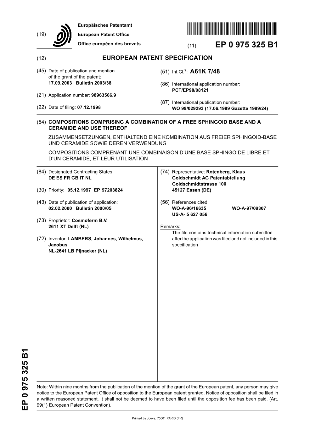 Compositions Comprising a Combination of a Free