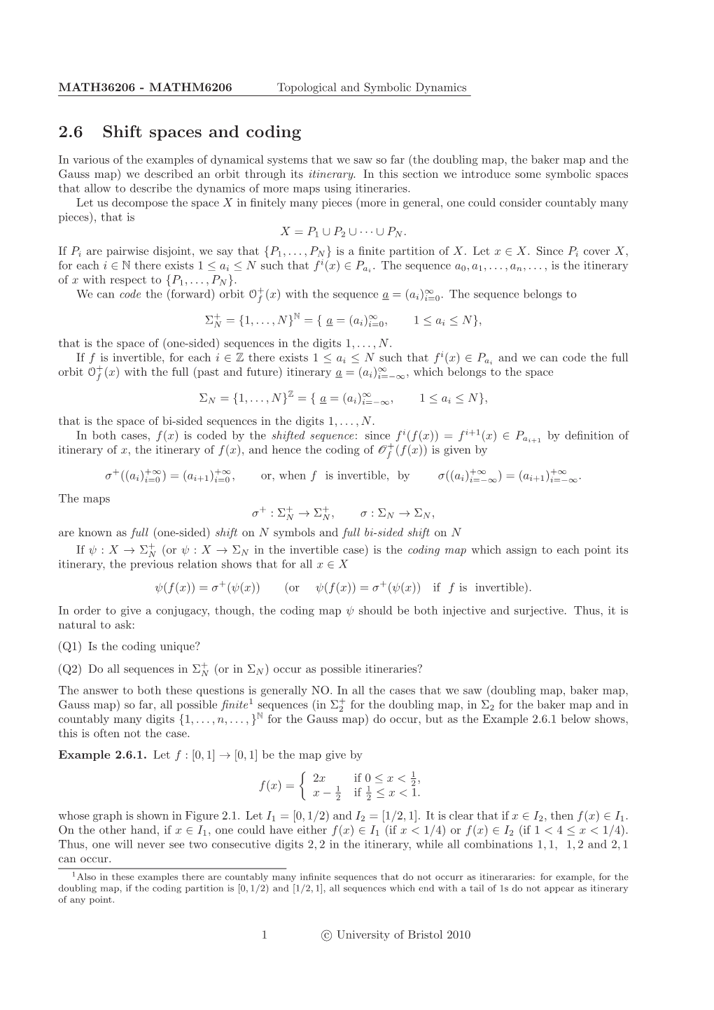 2.6 Shift Spaces and Coding