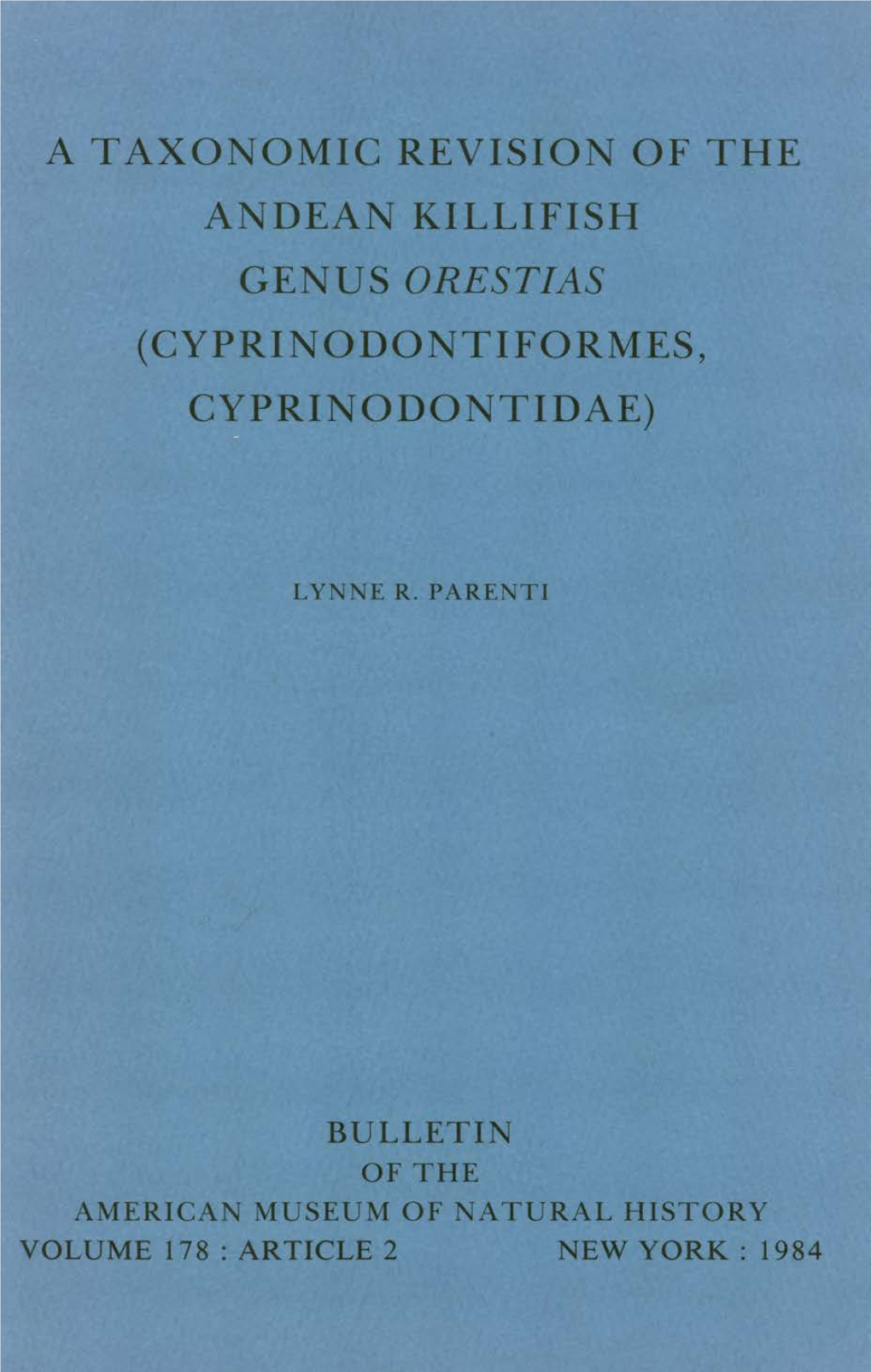 Genus Orestias (Cyprinodontiformes, Cyprinodontidae)