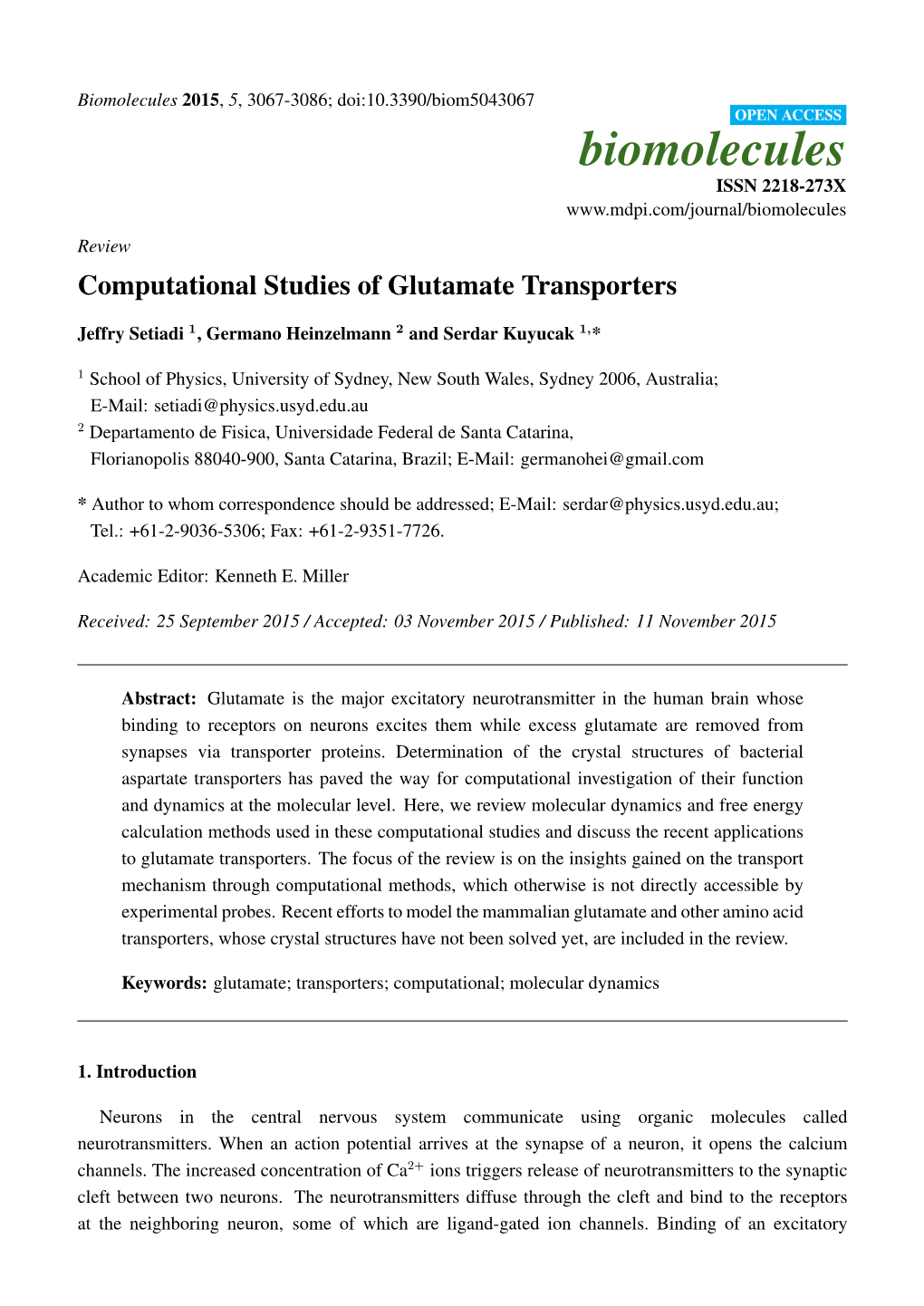 Computational Studies of Glutamate Transporters